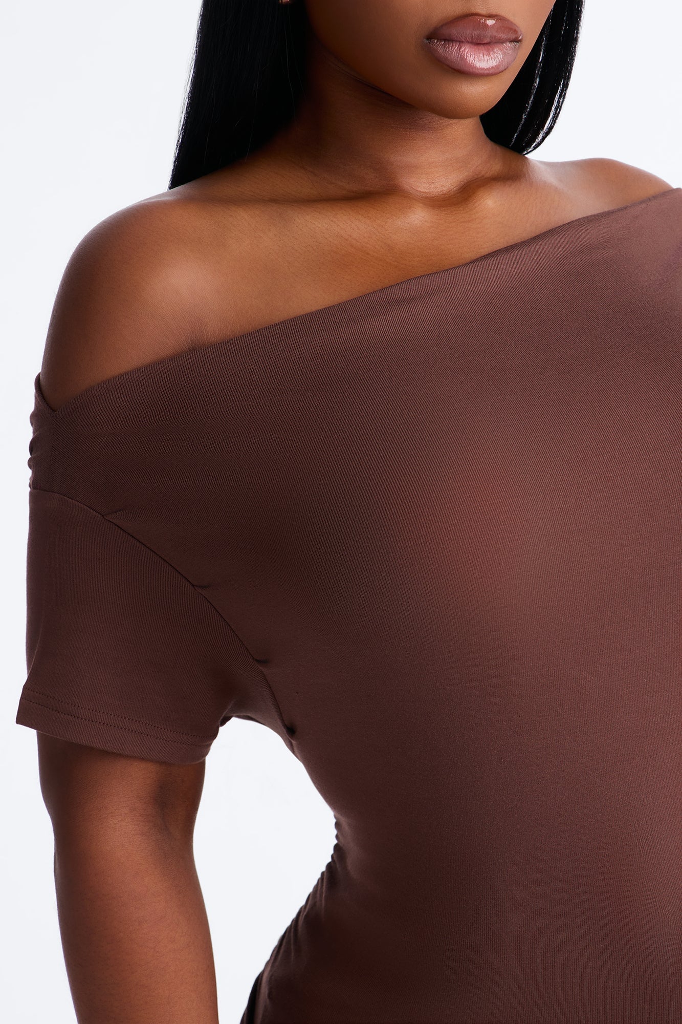 Don't Mind Me One Shoulder Top - Chocolate image 4