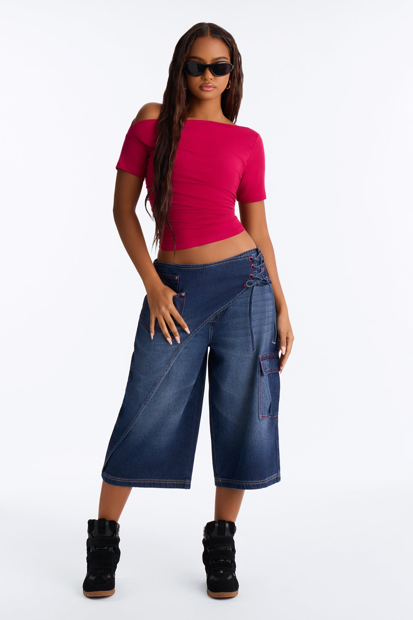 Don't Mind Me One Shoulder Top - Raspberry image 2