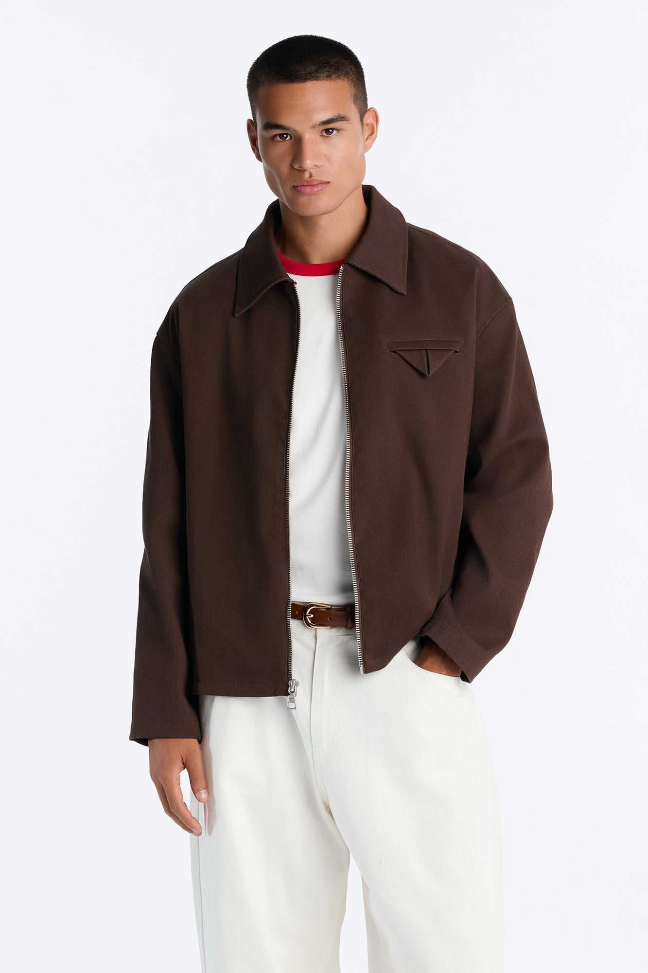 Bordeaux Cropped Chore Jacket - Brown image 6