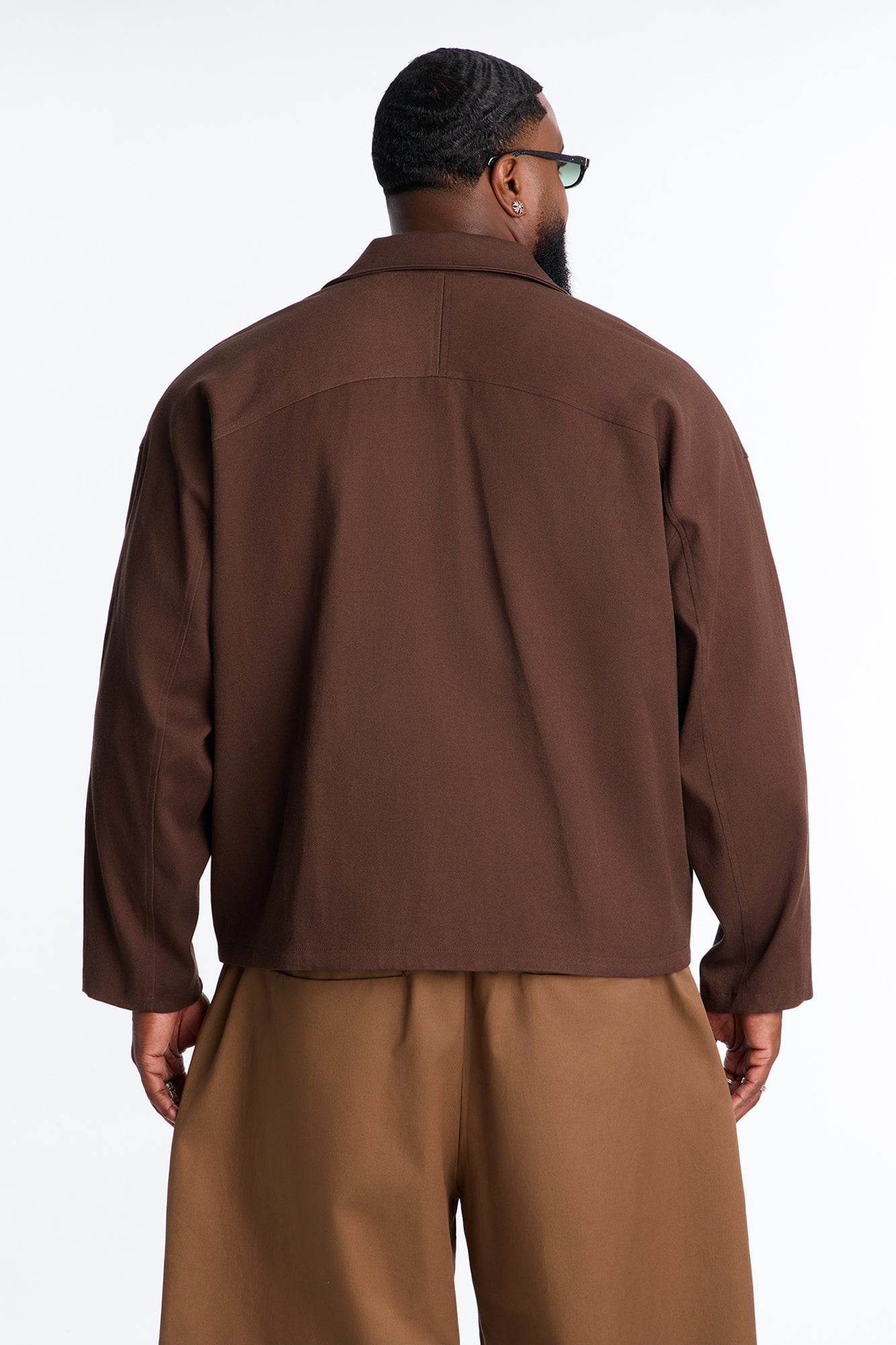 Bordeaux Cropped Chore Jacket - Brown image 4