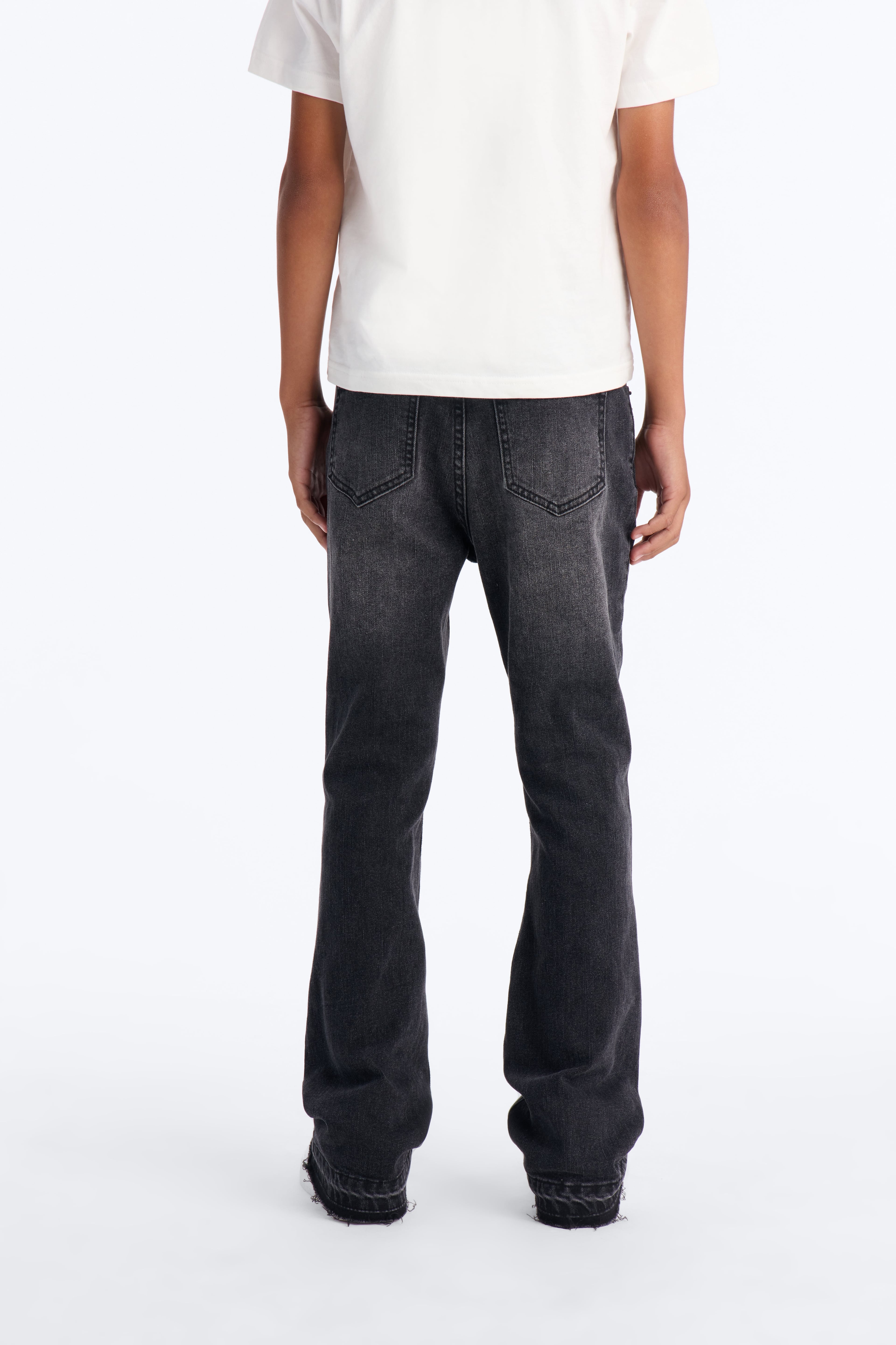 Mini Cuff Me Stacked Skinny Flared Jeans - Black Wash image 3
