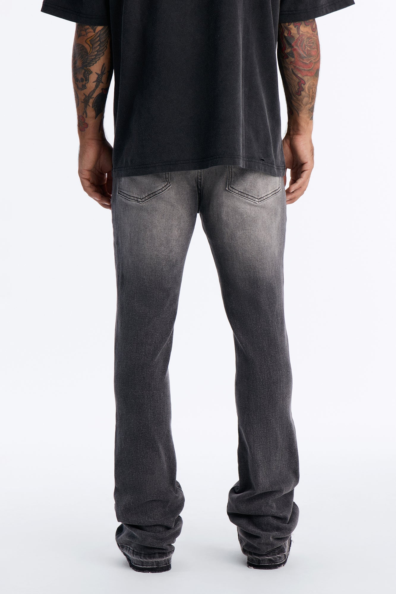 Cuff Me Stacked Skinny Flared Jeans - Grey image 8