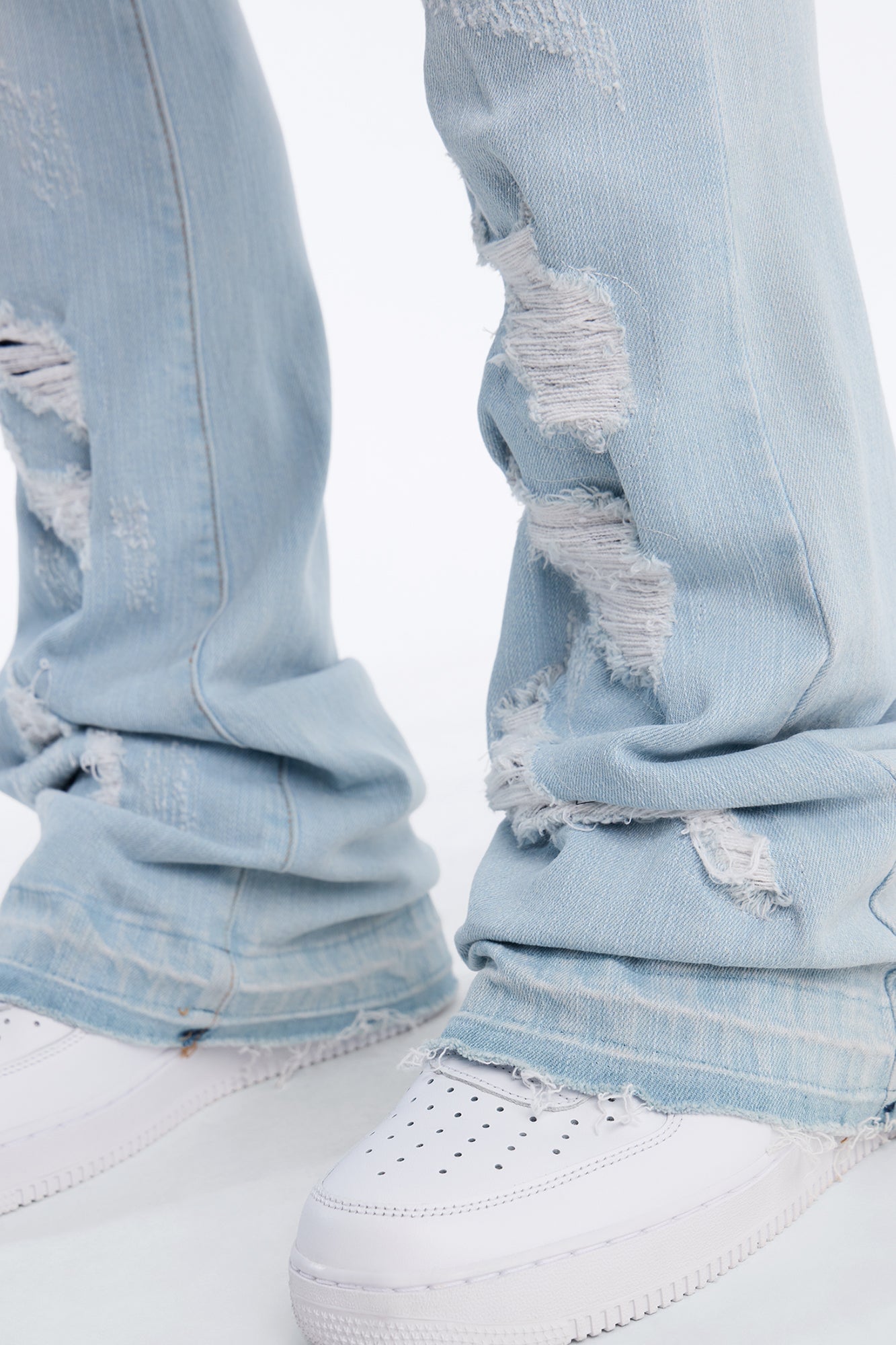 Cuff Me Stacked Skinny Flared Jeans - Light Blue Wash image 9