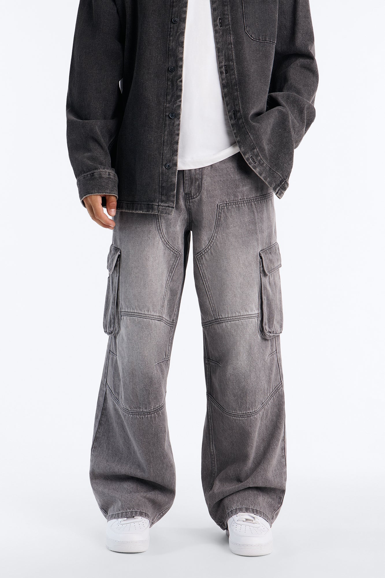 Micah Baggy Moto Jeans - Grey image 6