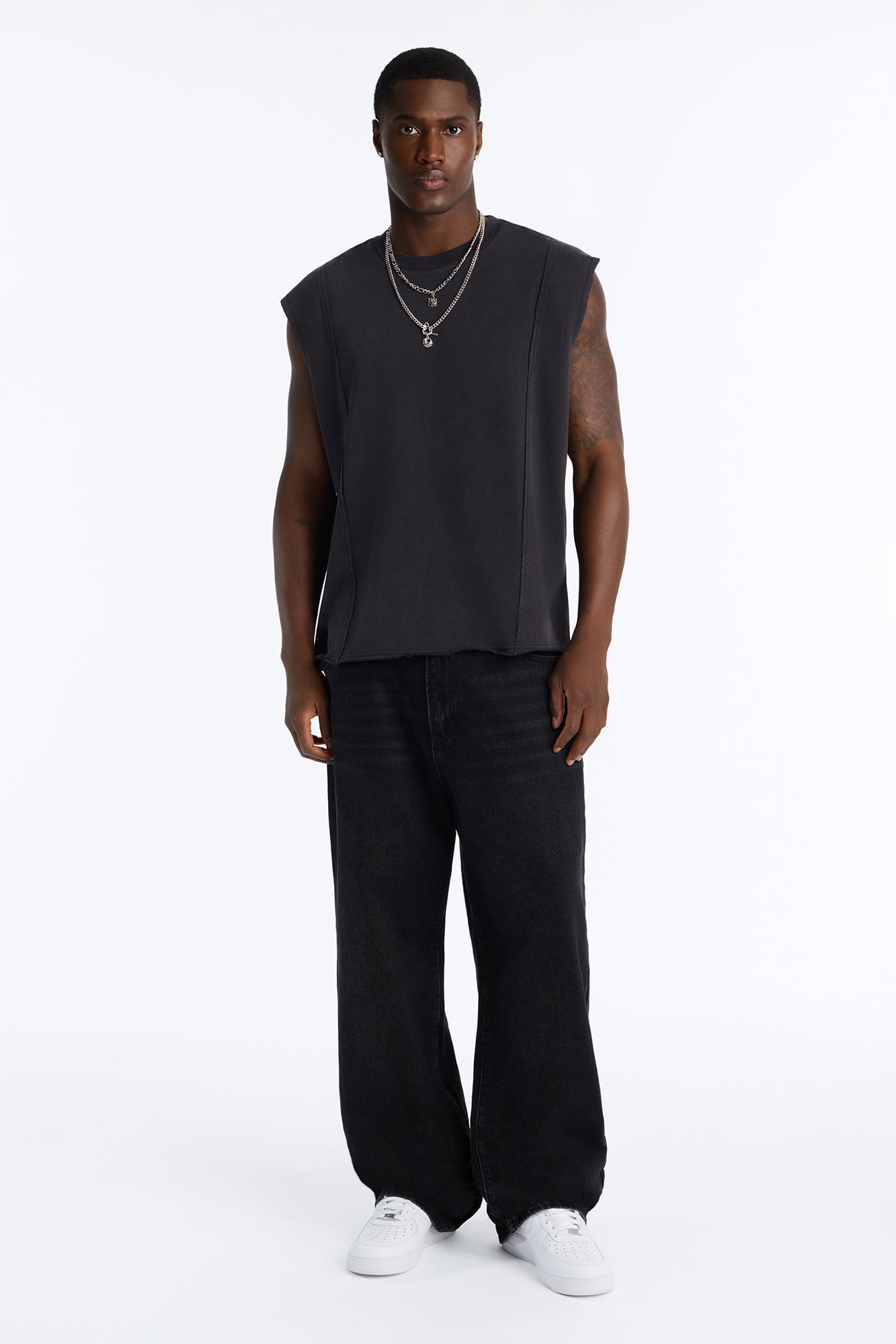 Greaser Paneled Fleece Muscle Tee - Black Wash image 9