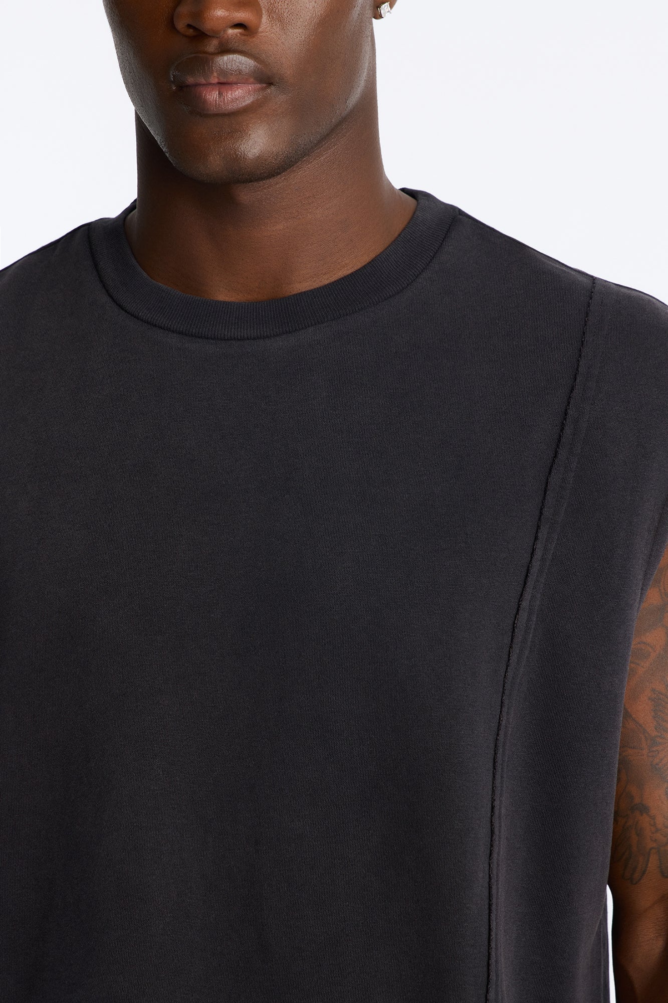 Greaser Paneled Fleece Muscle Tee - Black Wash image 11