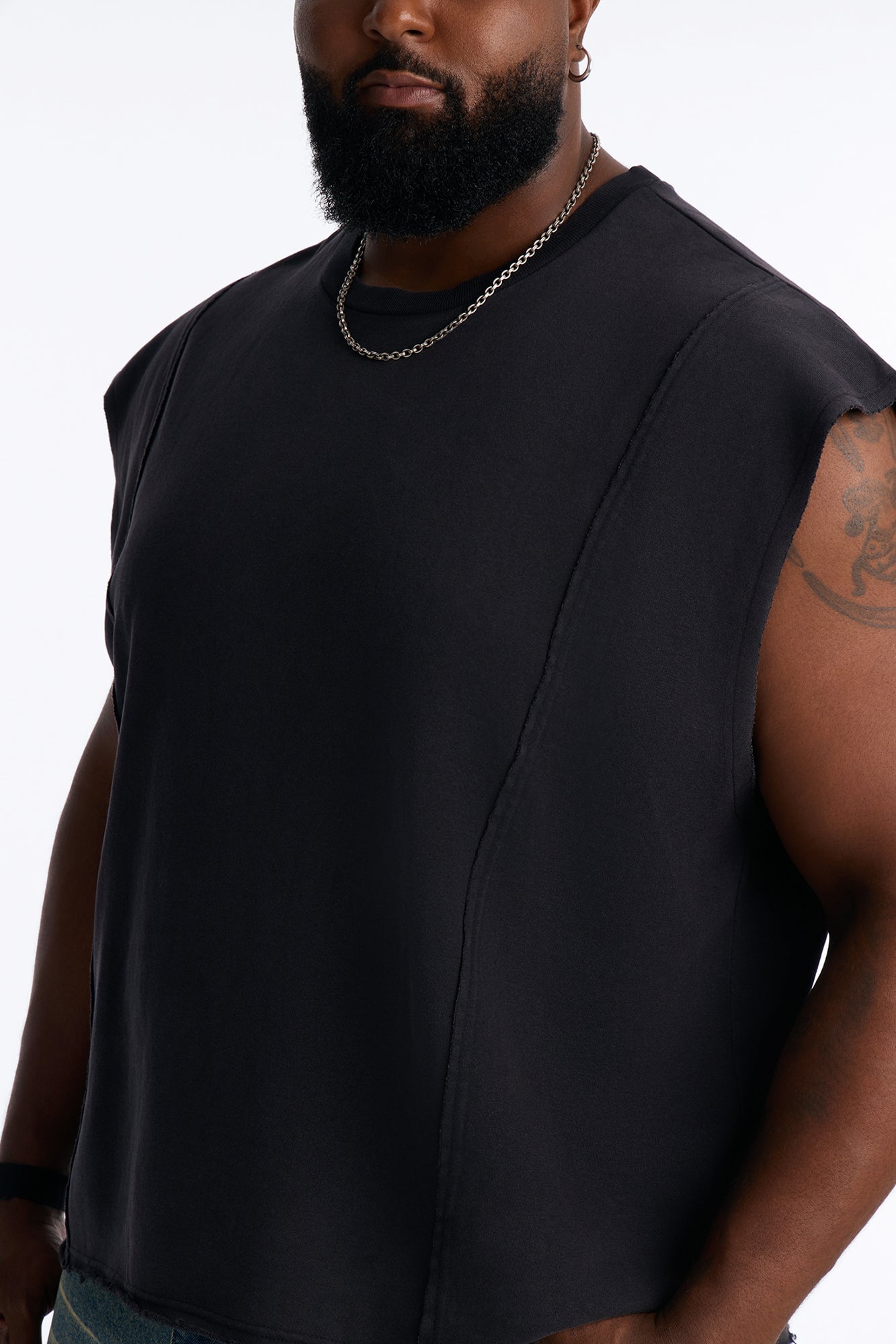 Greaser Paneled Fleece Muscle Tee - Black Wash image 6