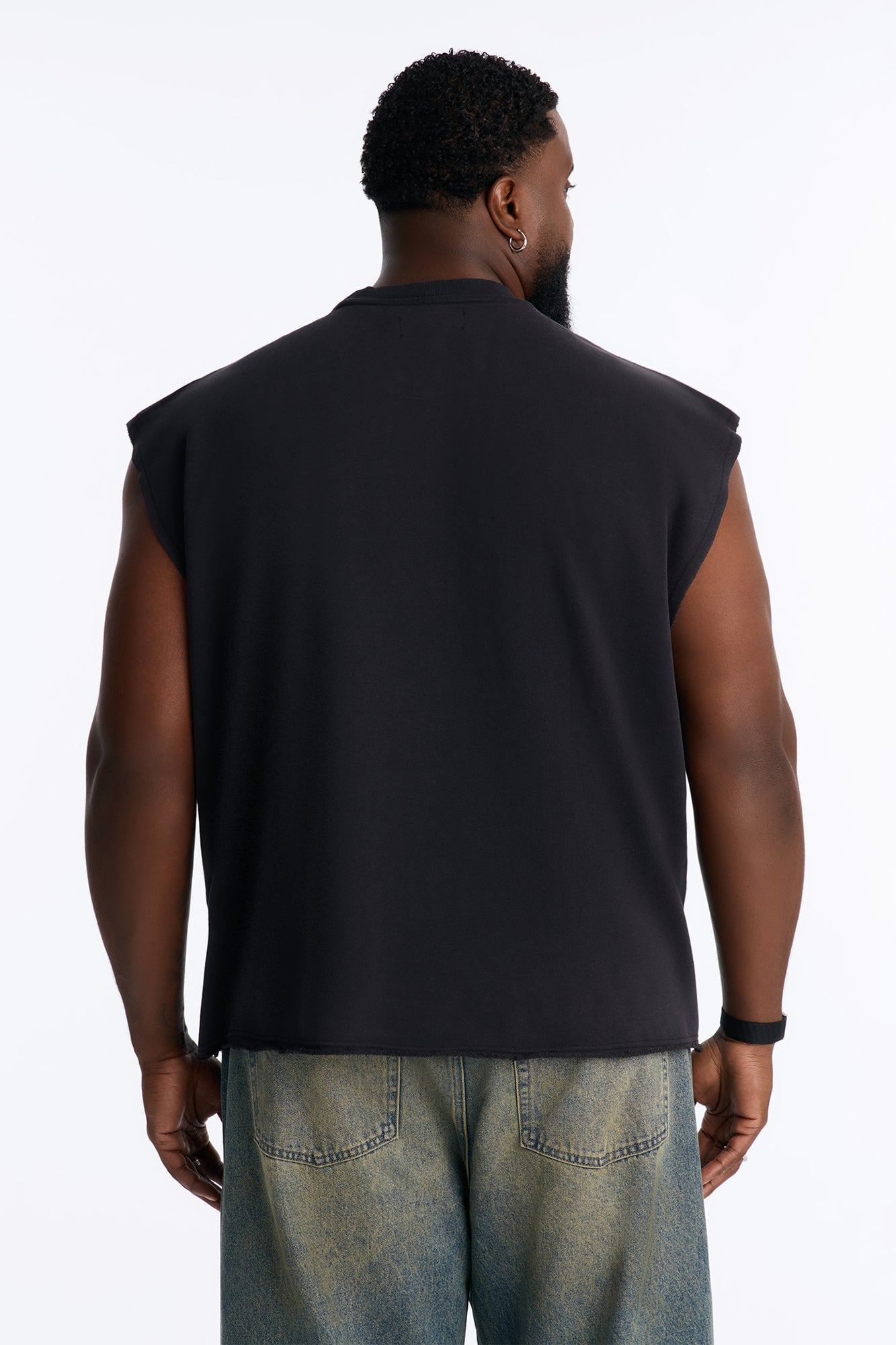 Greaser Paneled Fleece Muscle Tee - Black Wash image 7