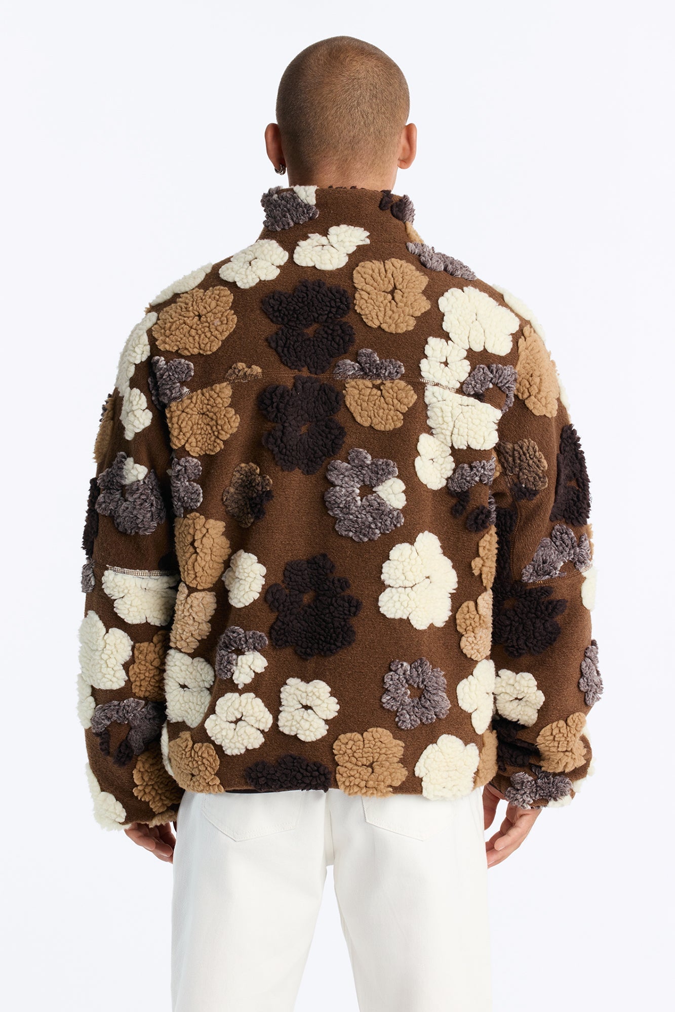 Sherpa Tears Oversized Zip Jacket - Brown/combo image 8