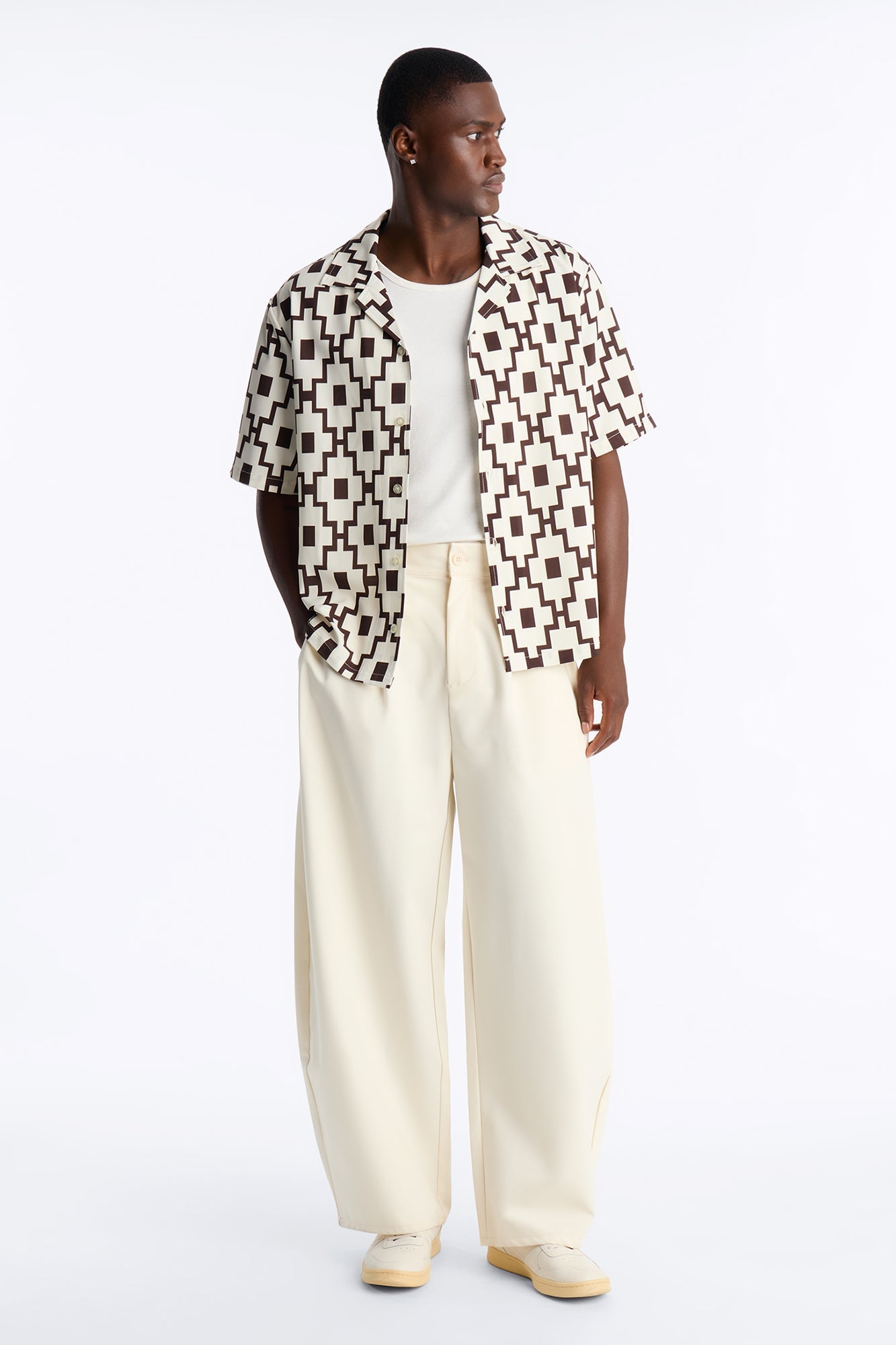 Mosaic Printed Cuban Shirt - Brown/combo image 6