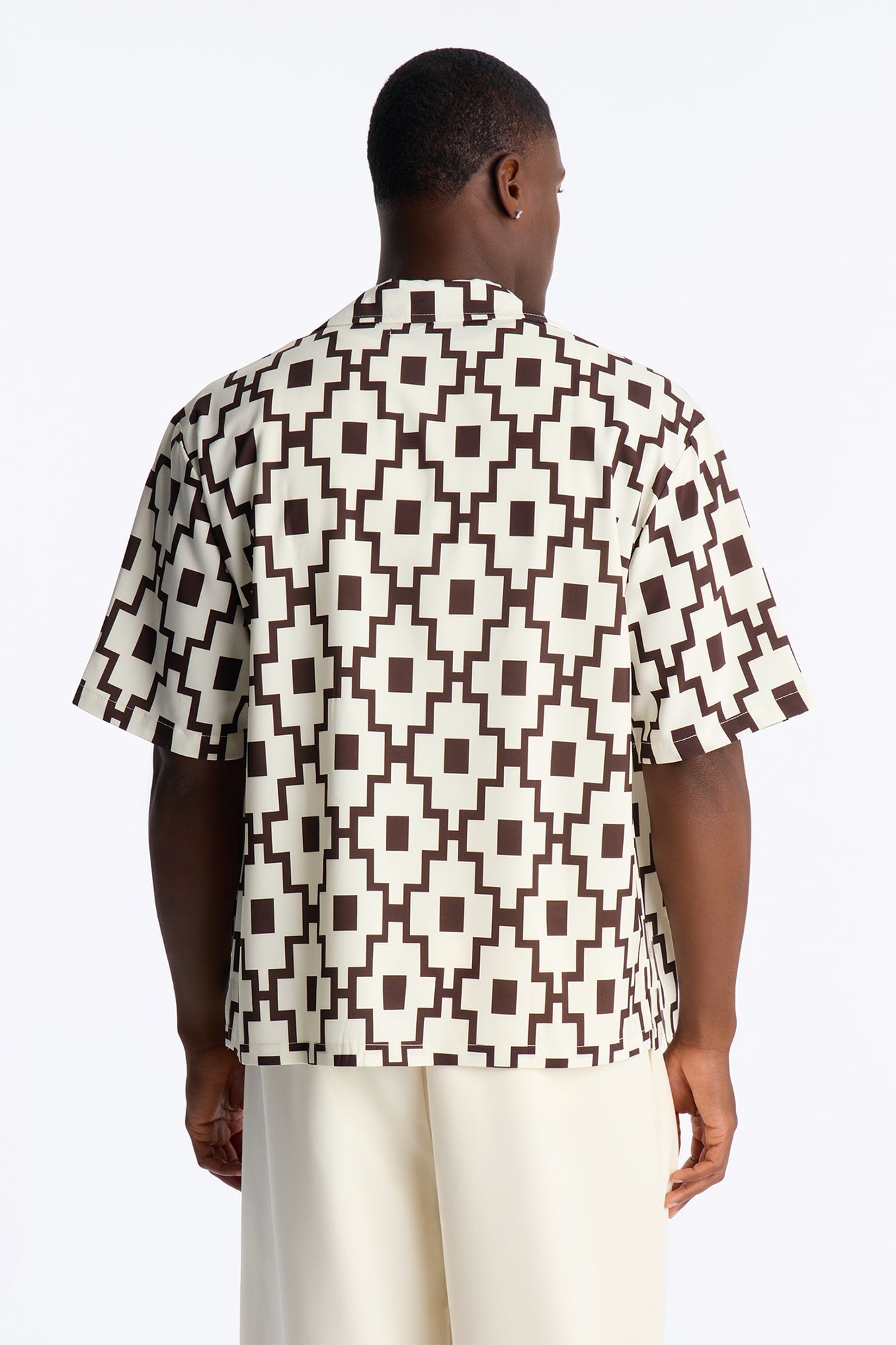Mosaic Printed Cuban Shirt - Brown/combo image 7