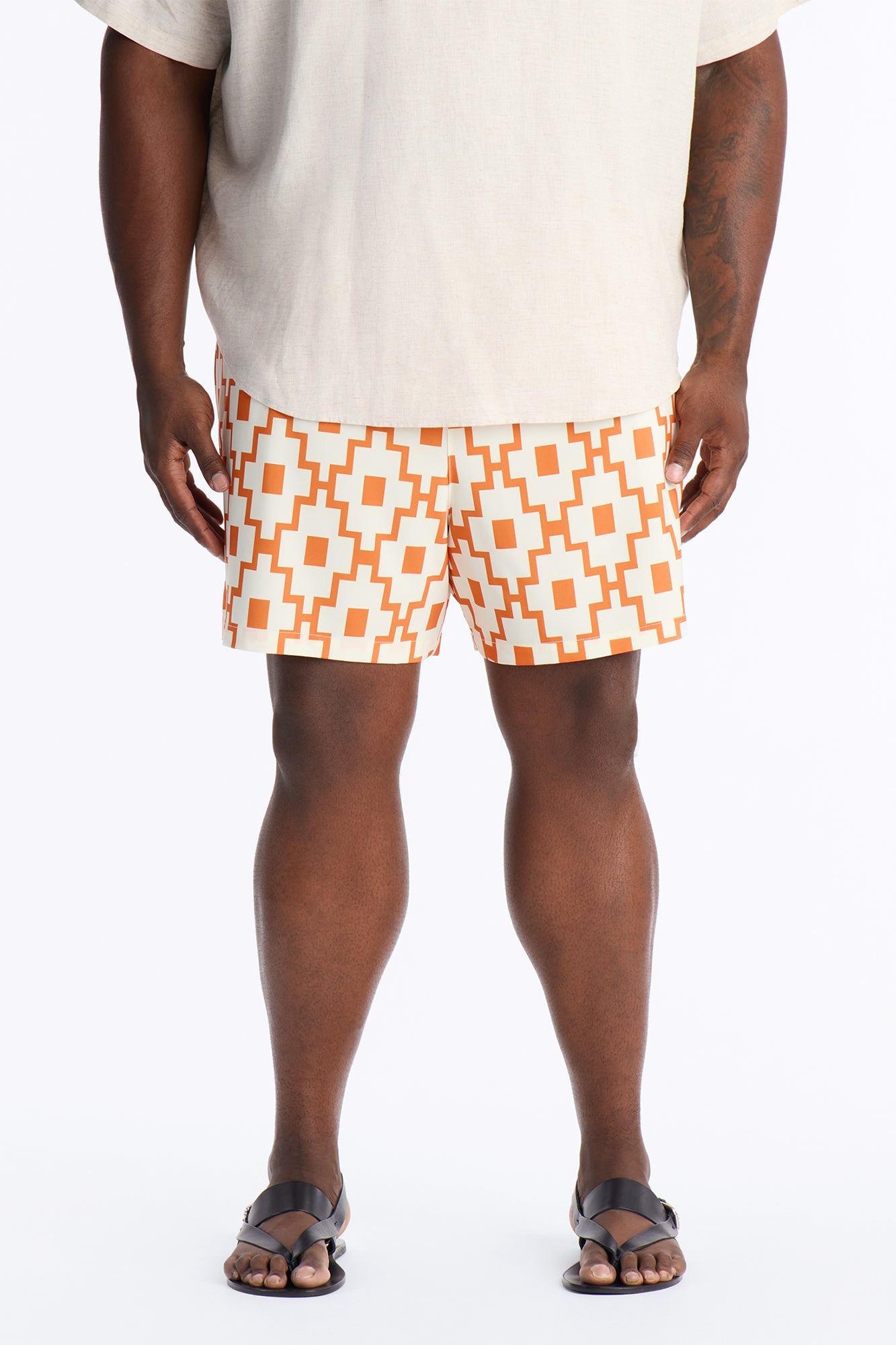 Mosaic Printed Swim Trunk 6″ - Orange/combo image 2