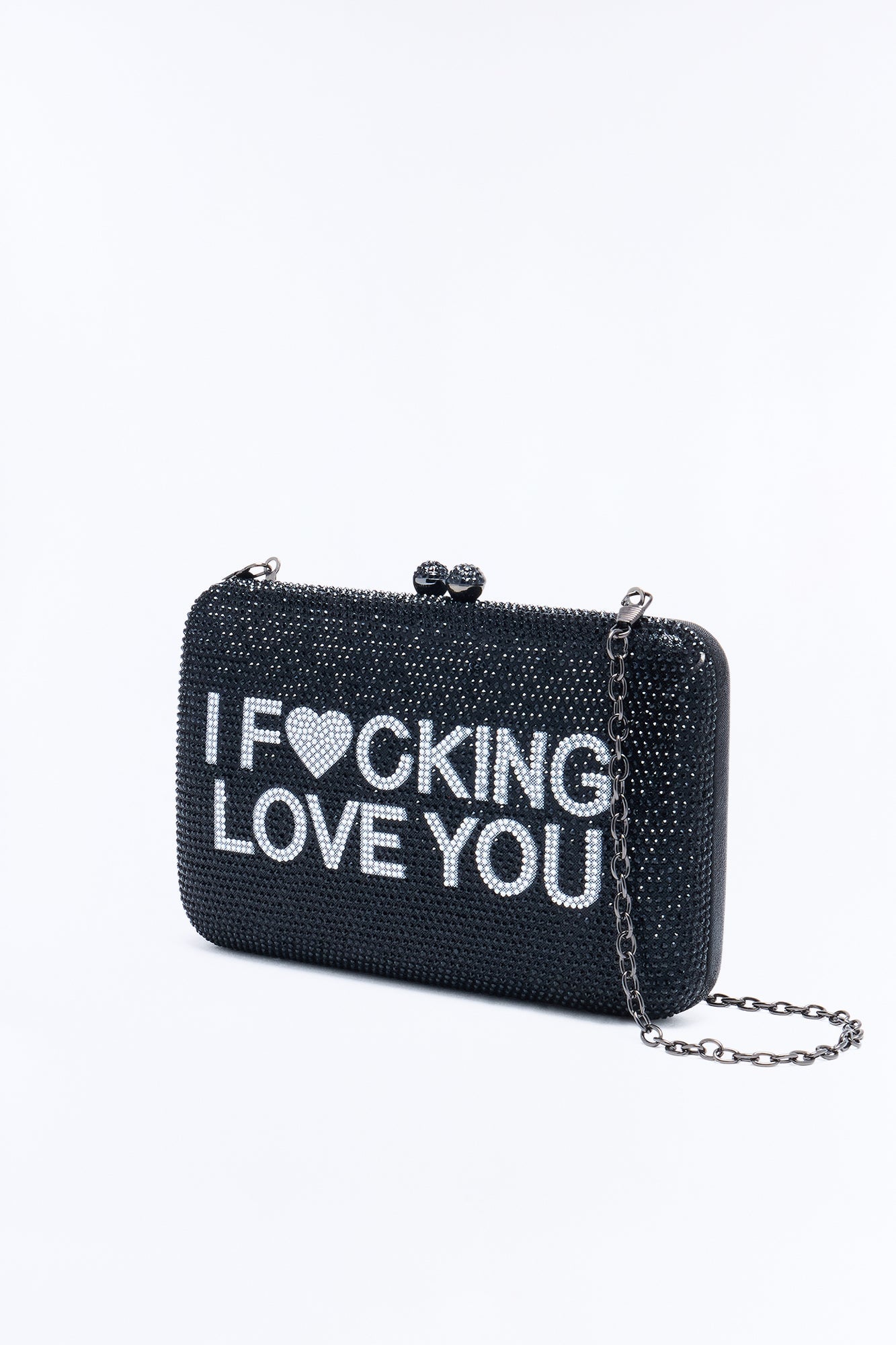 I Love You Rhinestone Clutch Handbag - Black/combo image 3