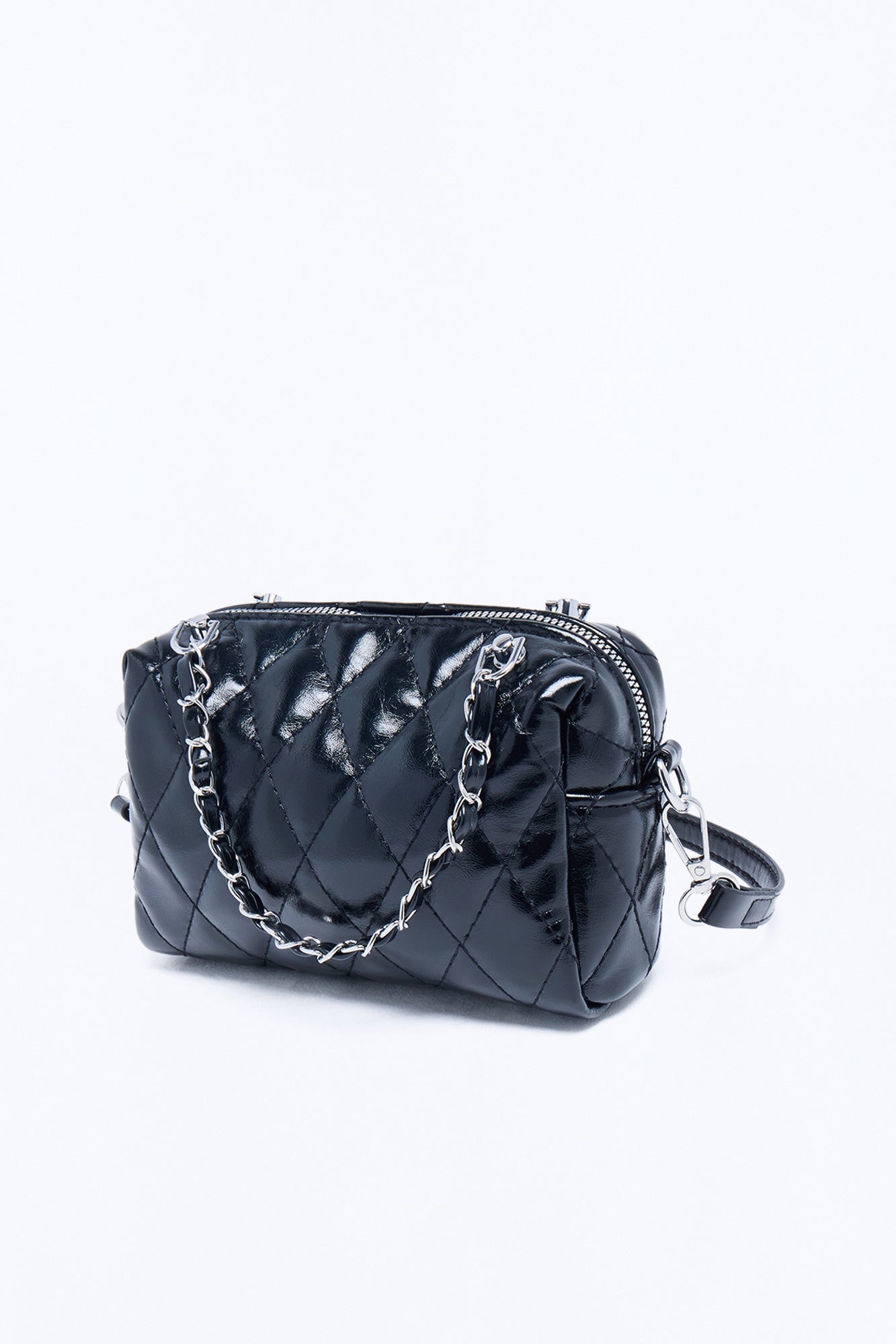 Quilty Pleasure Faux Leather Crossbody Handbag - Black image 4