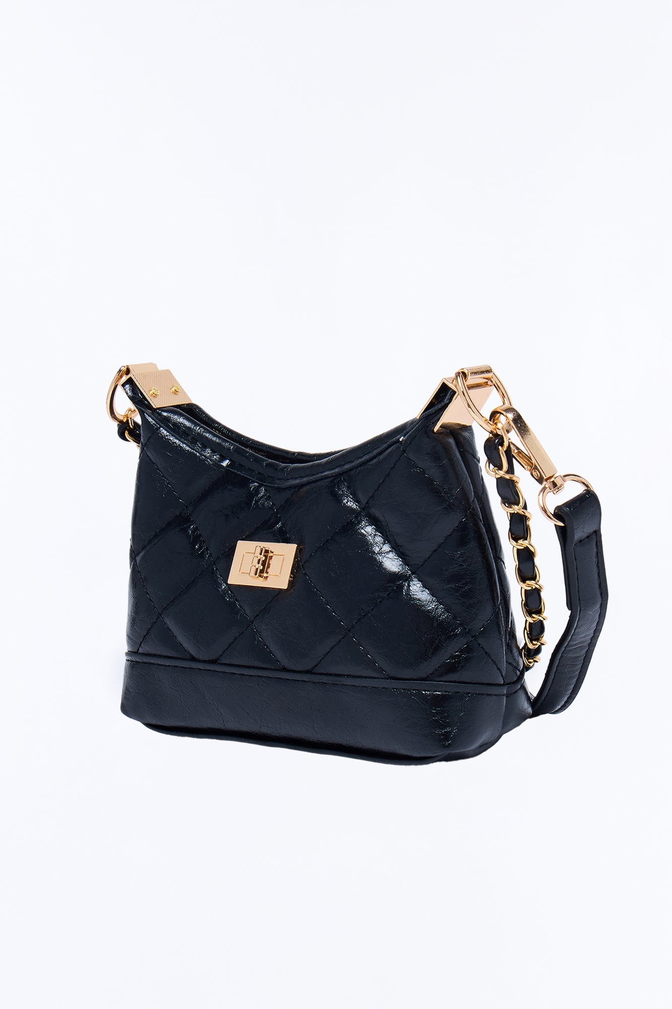 Quilted Dreams Faux Leather Crossbody Handbag - Black image 4