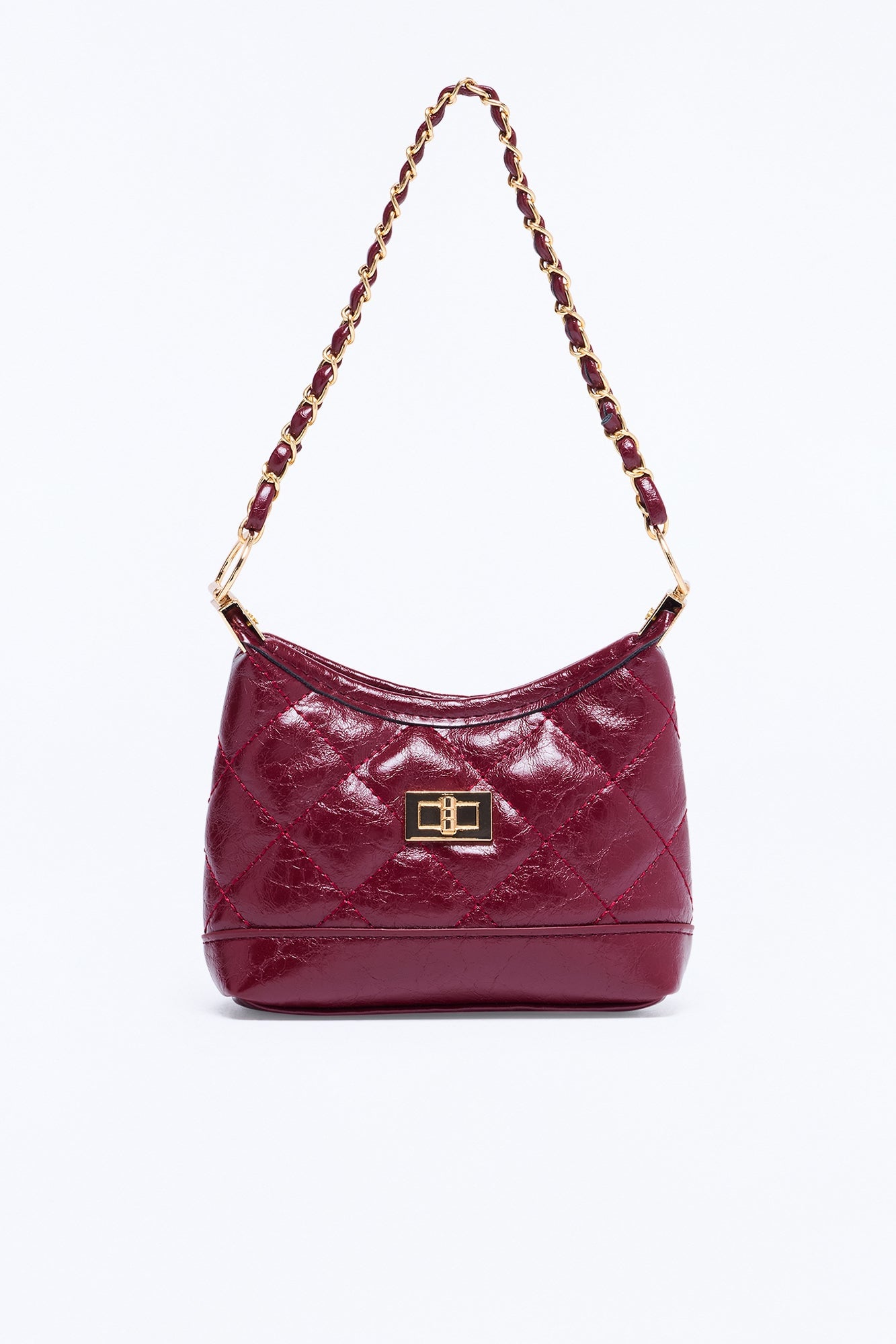 Quilted Dreams Faux Leather Crossbody Handbag - Burgundy image 4