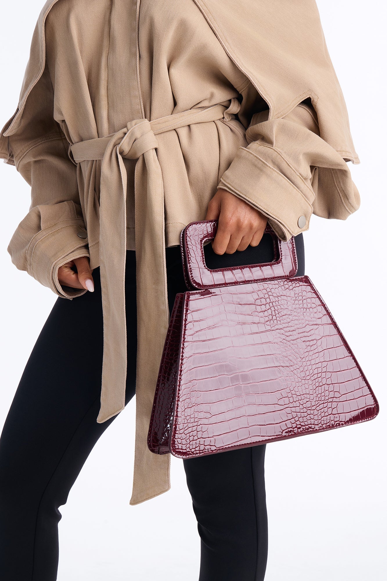 Peak Appeal Faux Leather Satchel Handbag - Burgundy image 3
