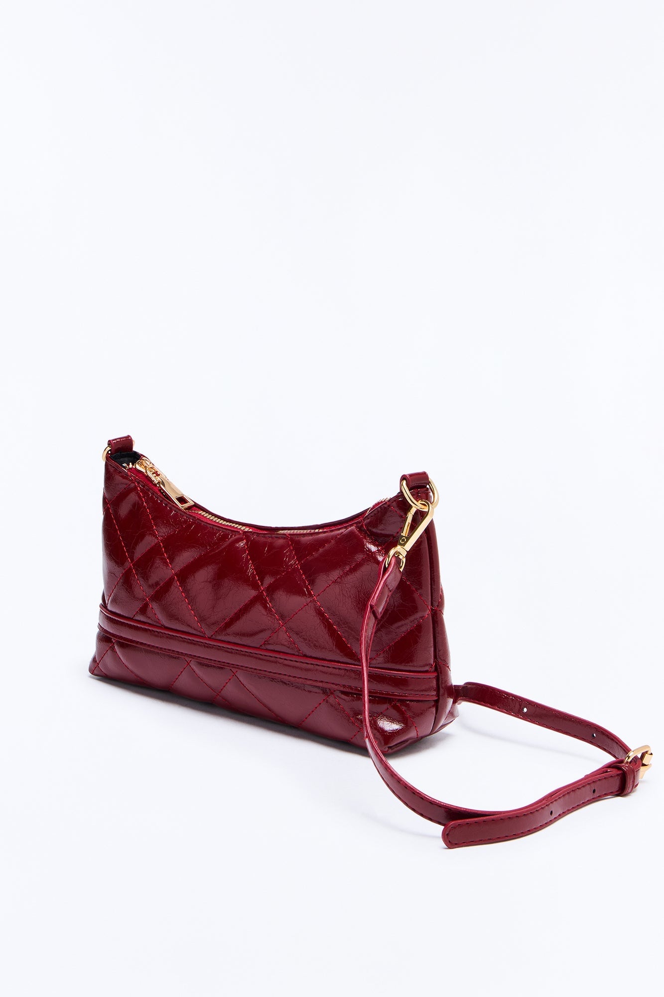 Stitch Please Quilted Faux Leather Shoulder Handbag - Burgundy image 3