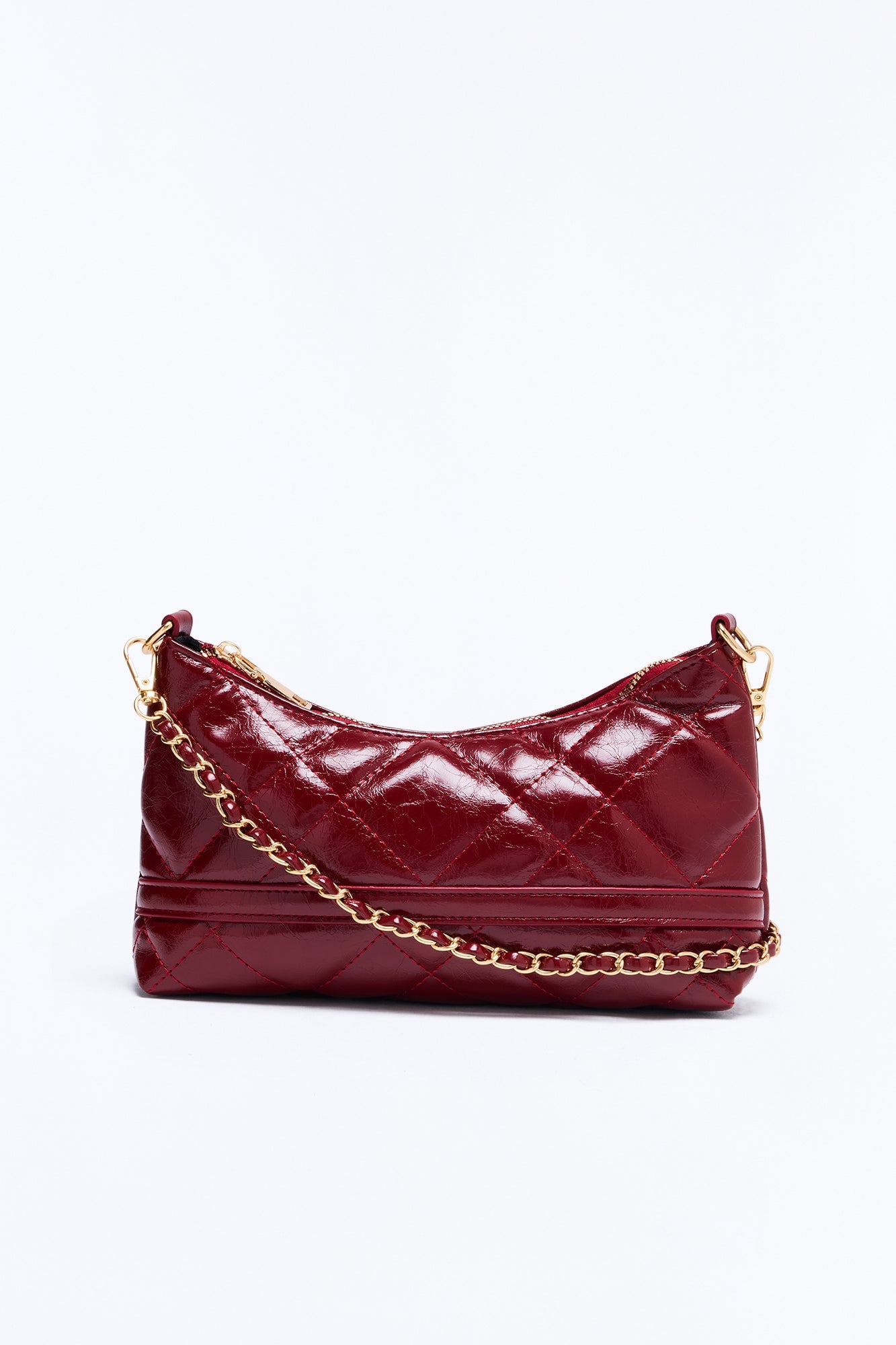 Stitch Please Quilted Faux Leather Shoulder Handbag - Burgundy image 4