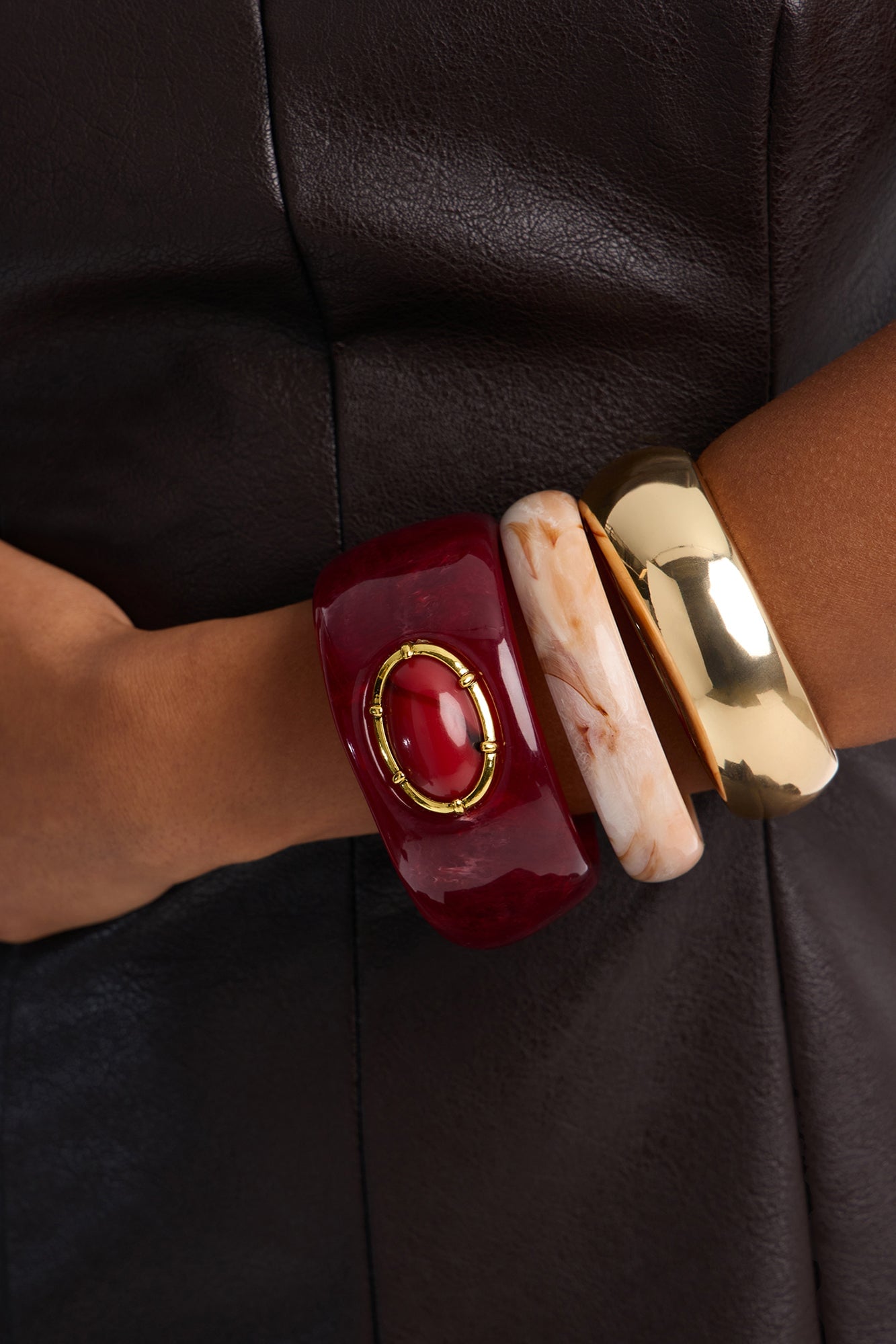 Prism 3 Piece Bracelet Set - Burgundy/combo image 2