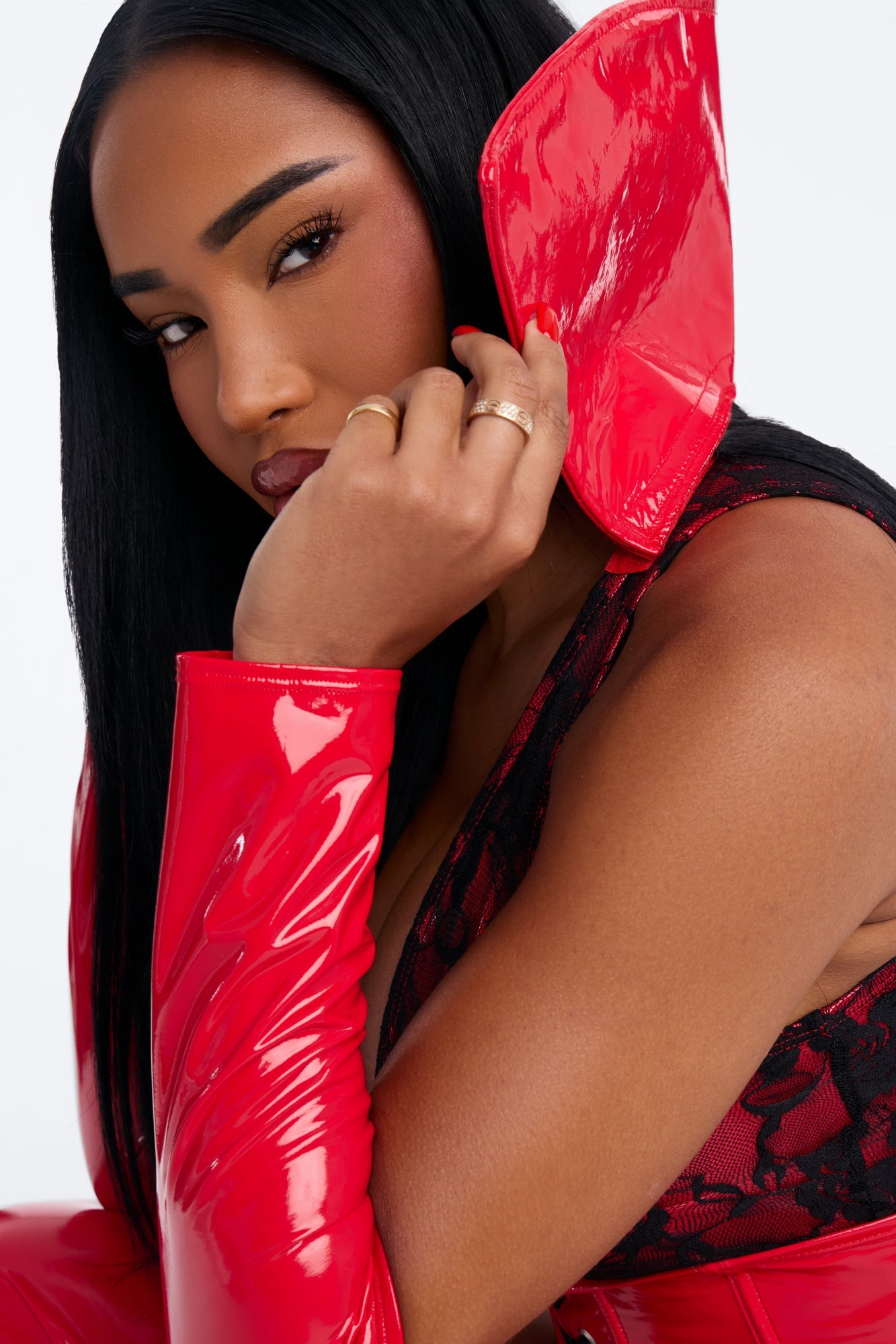 Seductive Fang 5 Piece Halloween Costume - Red/Black image 3
