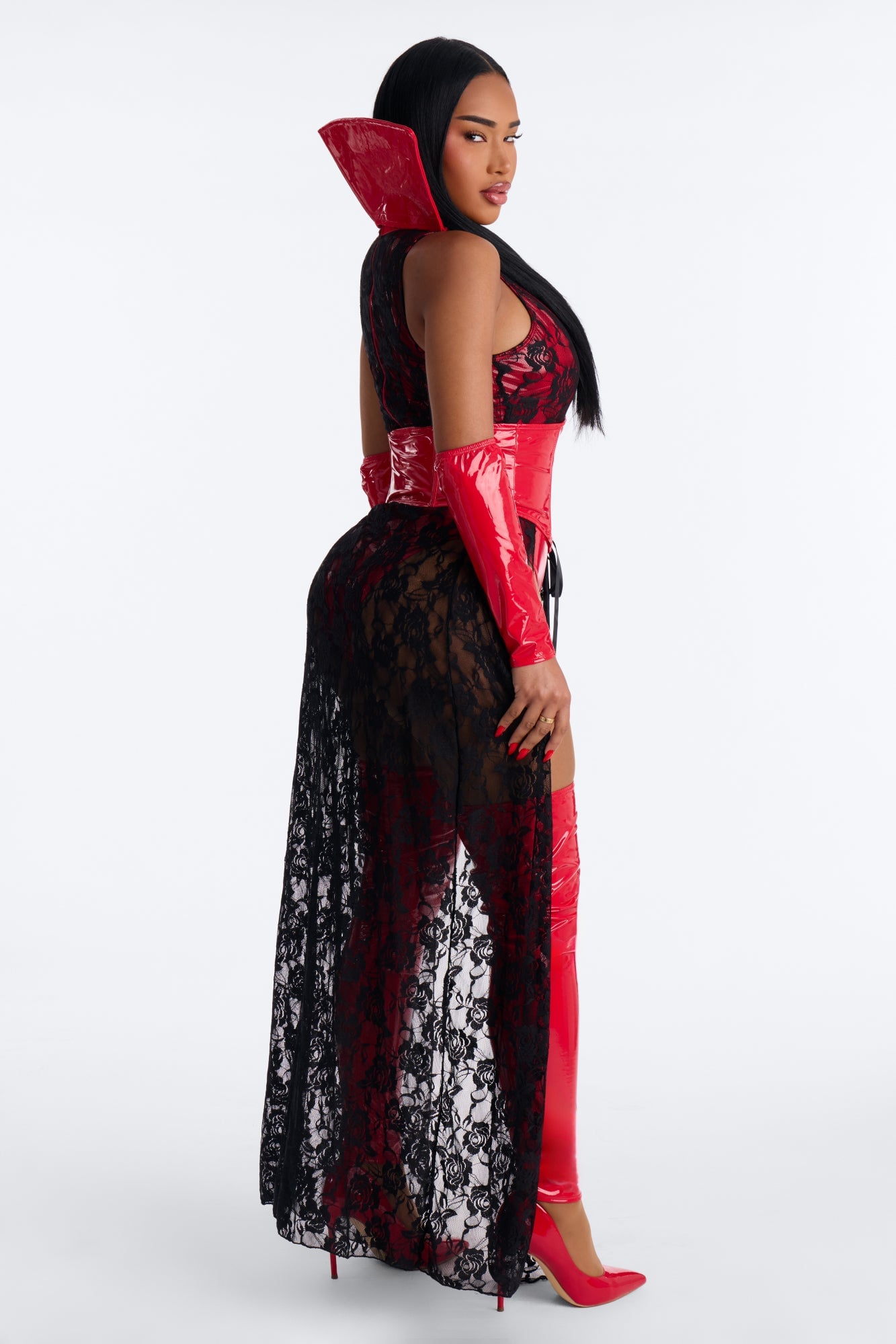 Seductive Fang 5 Piece Halloween Costume - Red/Black image 4