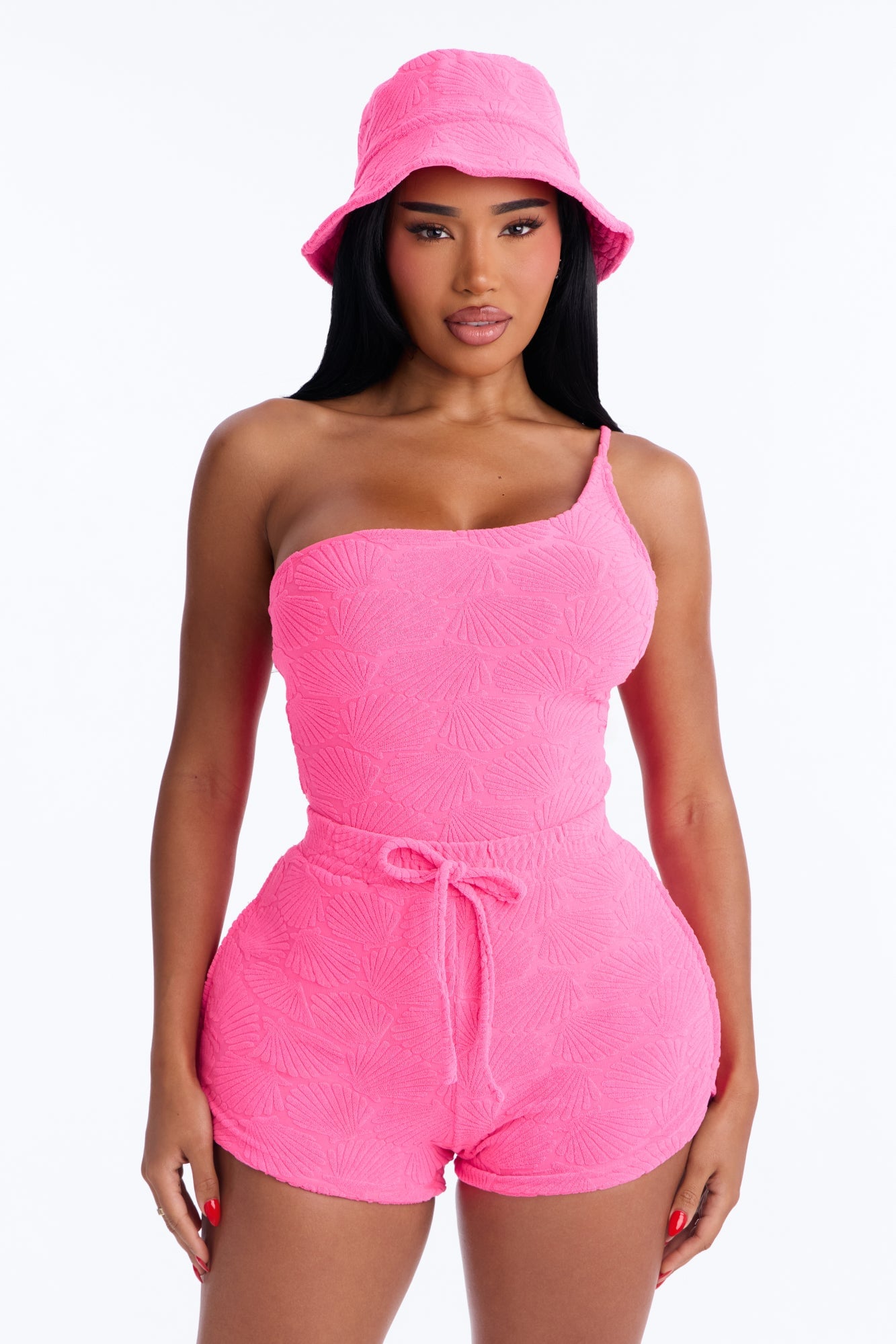 Danielle Terry Cloth 3 Piece Swim Short Set - Hot Pink image 5