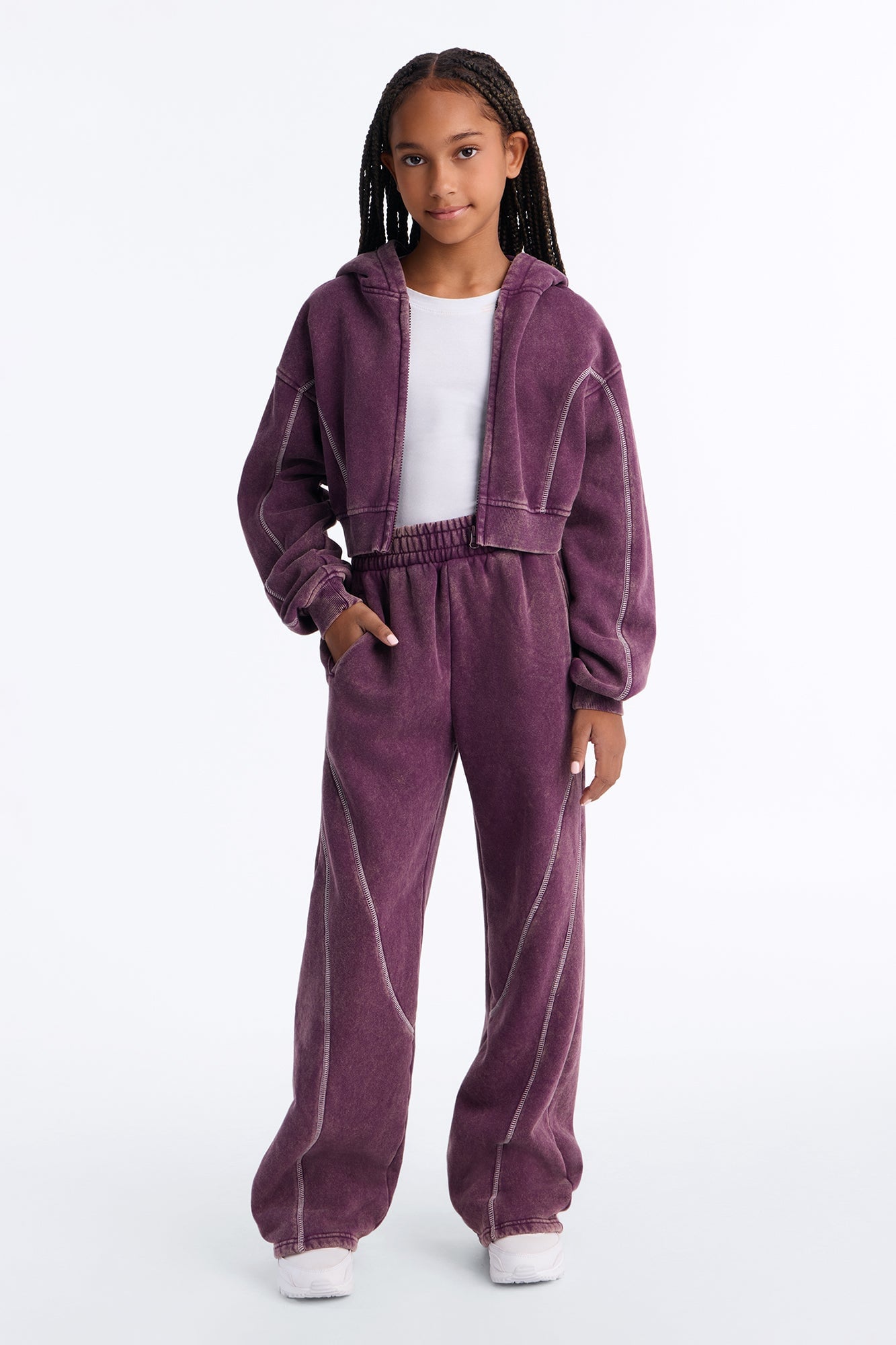 Mini Norah Washed Pant Set - Plum image 1