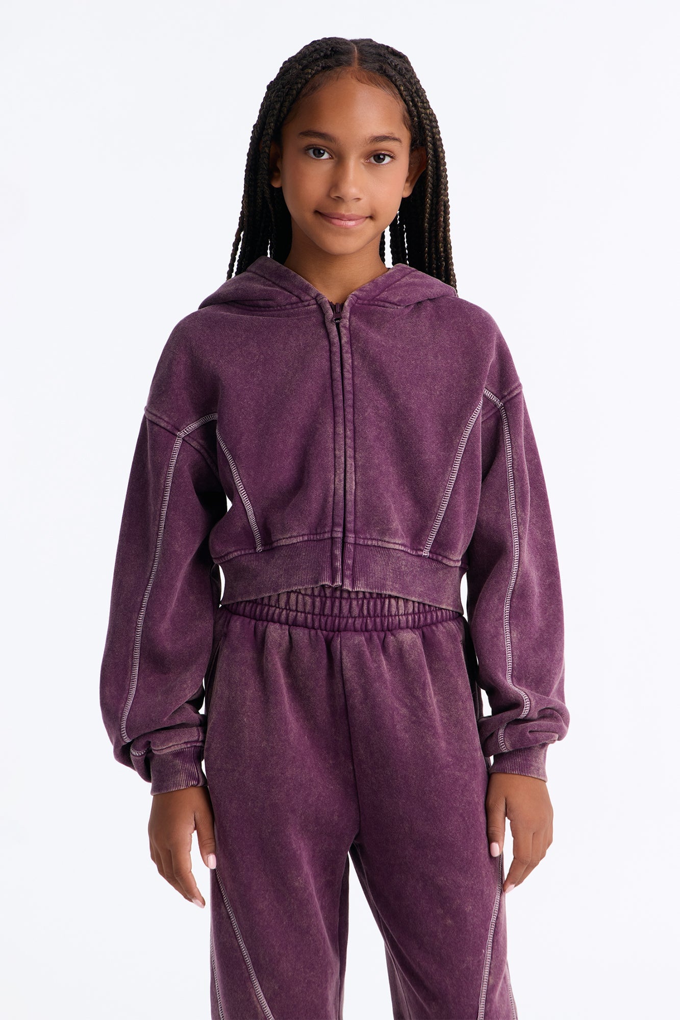 Mini Norah Washed Pant Set - Plum image 2