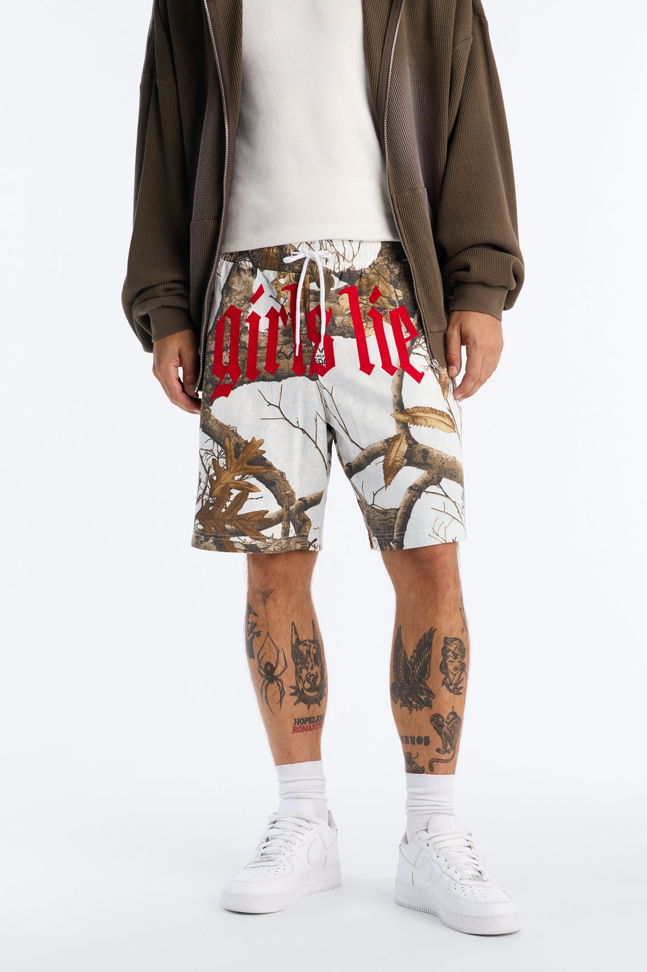 Real Tree Snow Girls Lie Flock Sweatshort - Camouflage image 7