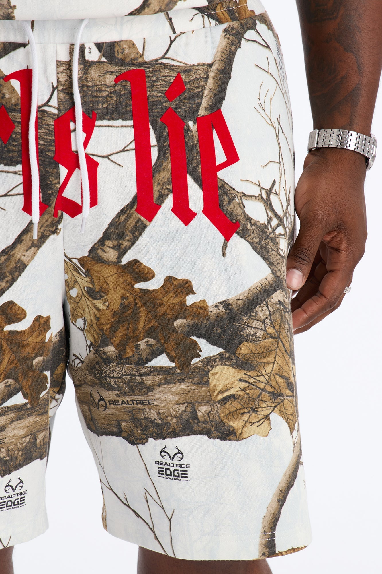 Real Tree Snow Girls Lie Flock Sweatshort - Camouflage image 3