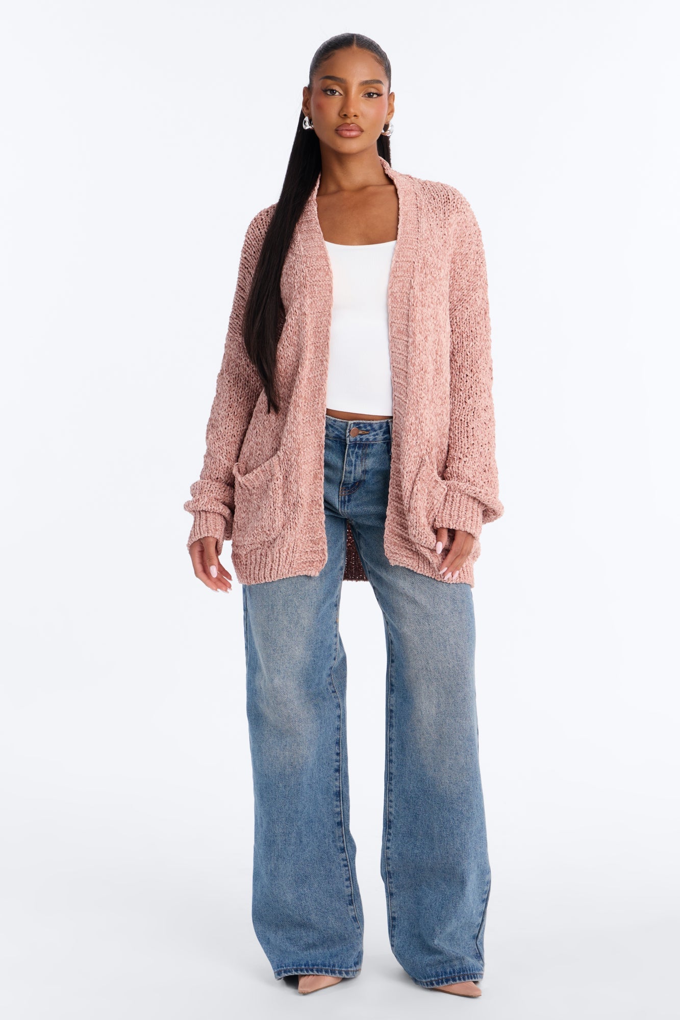 Kelly Oversized Long Sleeve Cardigan - Light Pink image 6