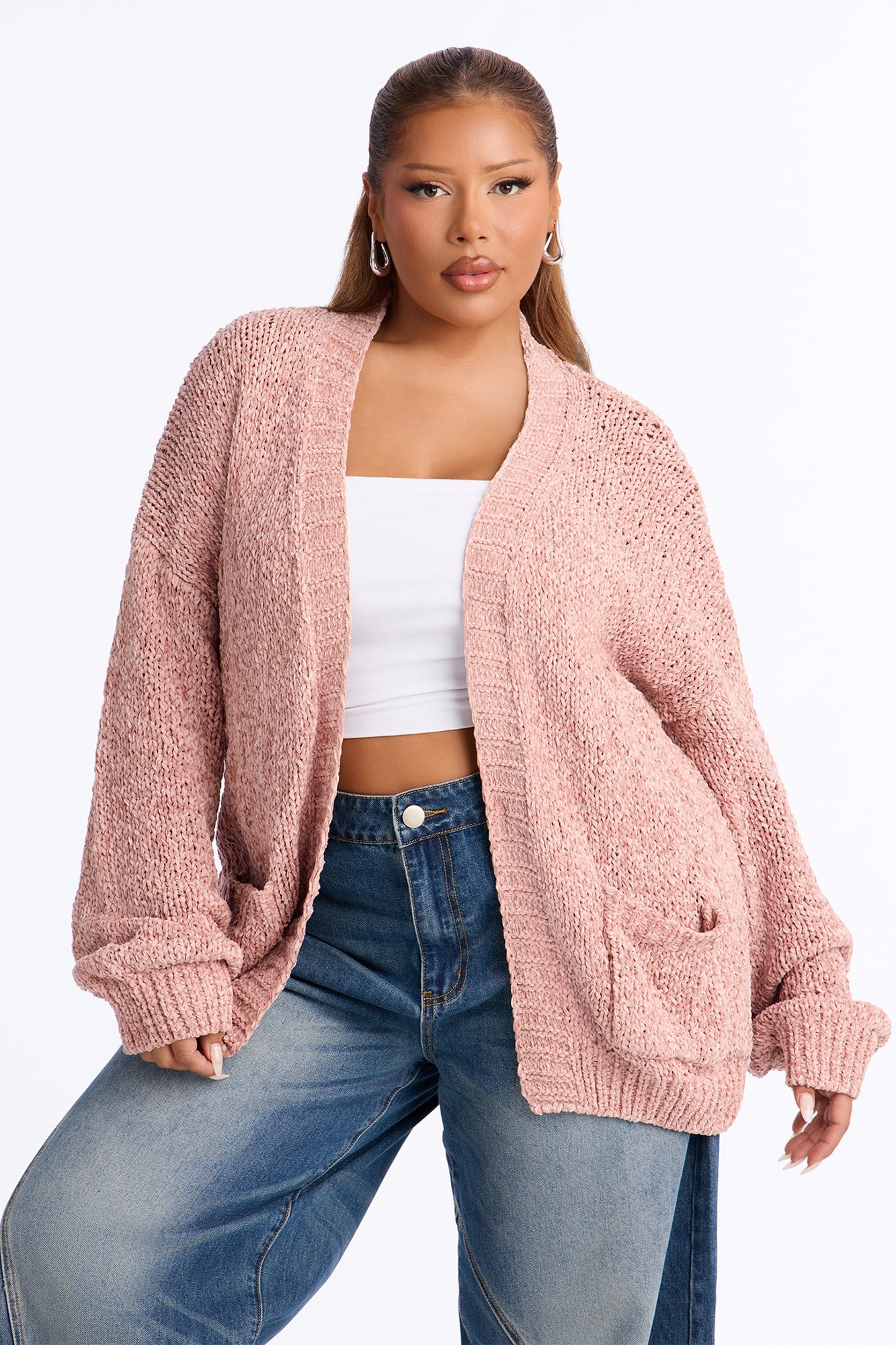 Kelly Oversized Long Sleeve Cardigan - Light Pink image 1