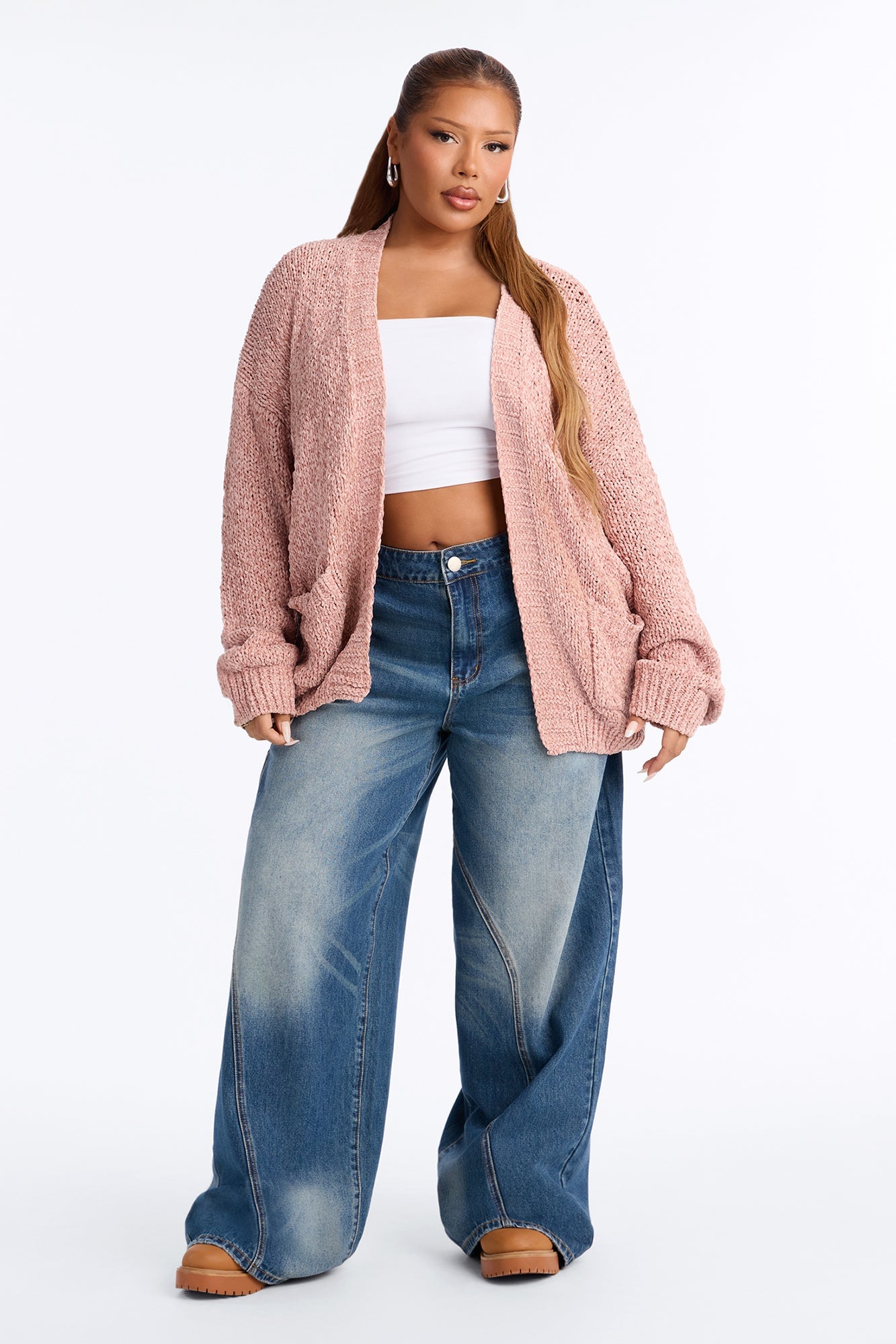 Kelly Oversized Long Sleeve Cardigan - Light Pink image 2
