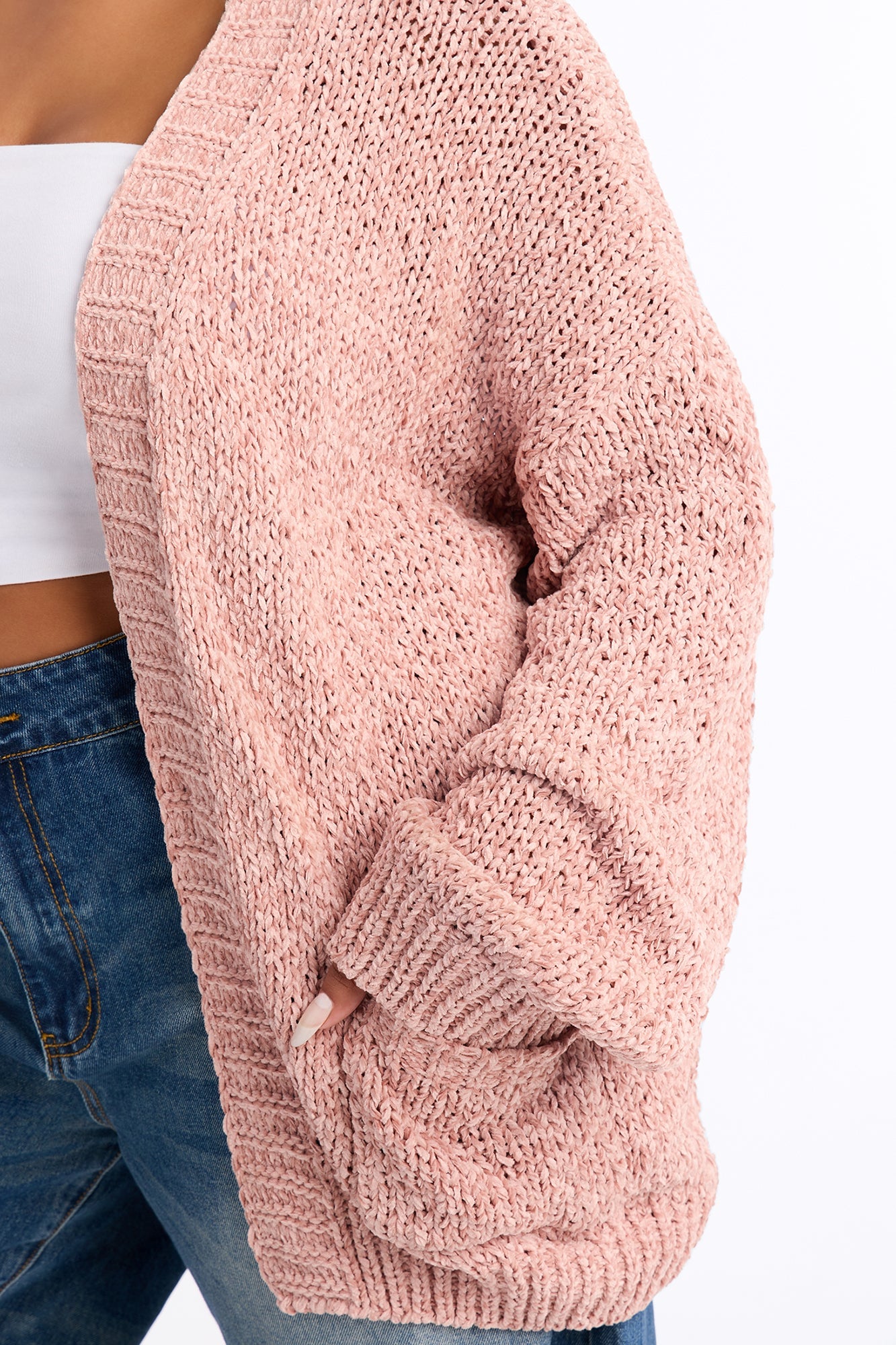Kelly Oversized Long Sleeve Cardigan - Light Pink image 3