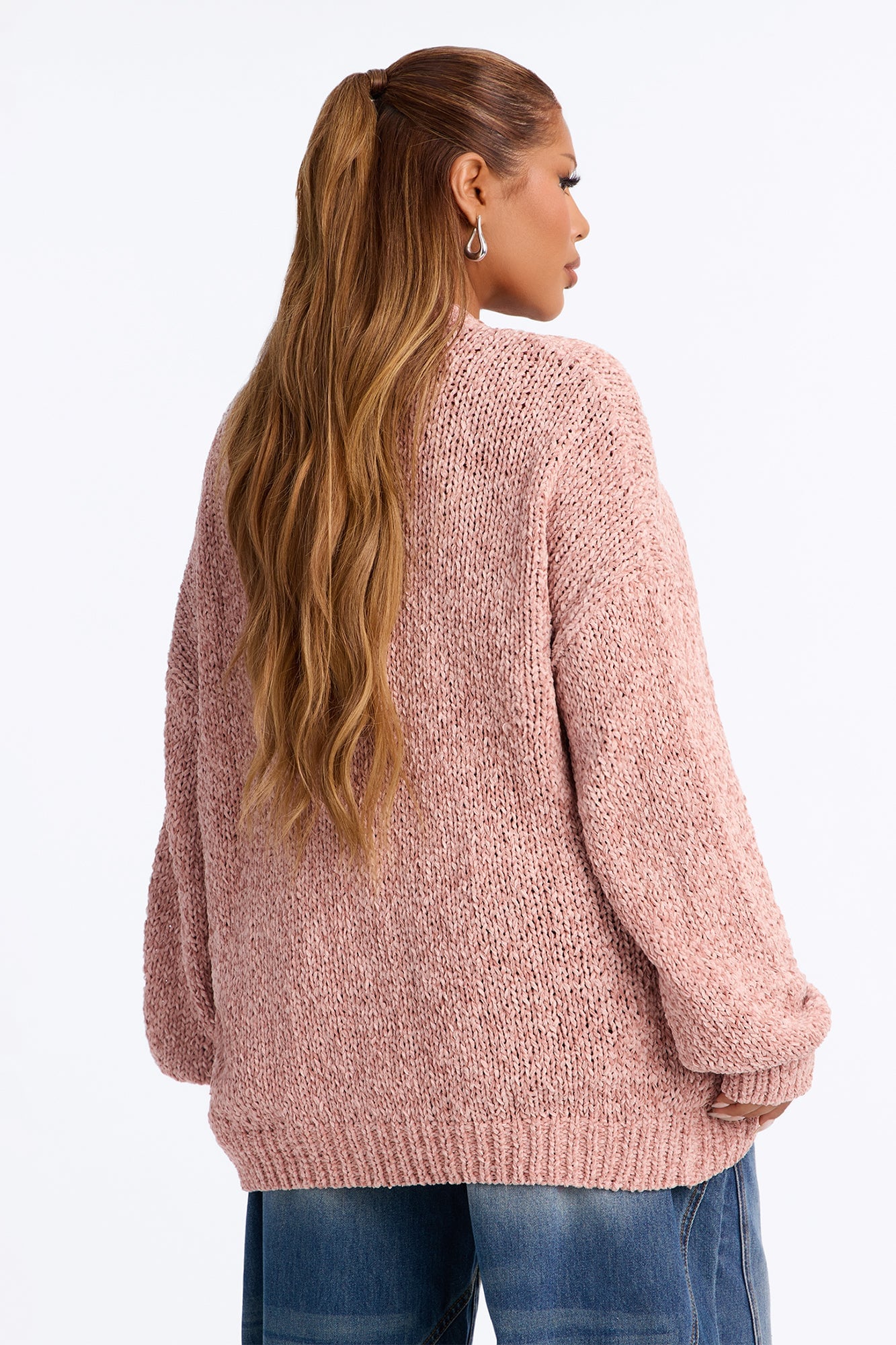 Kelly Oversized Long Sleeve Cardigan - Light Pink image 4