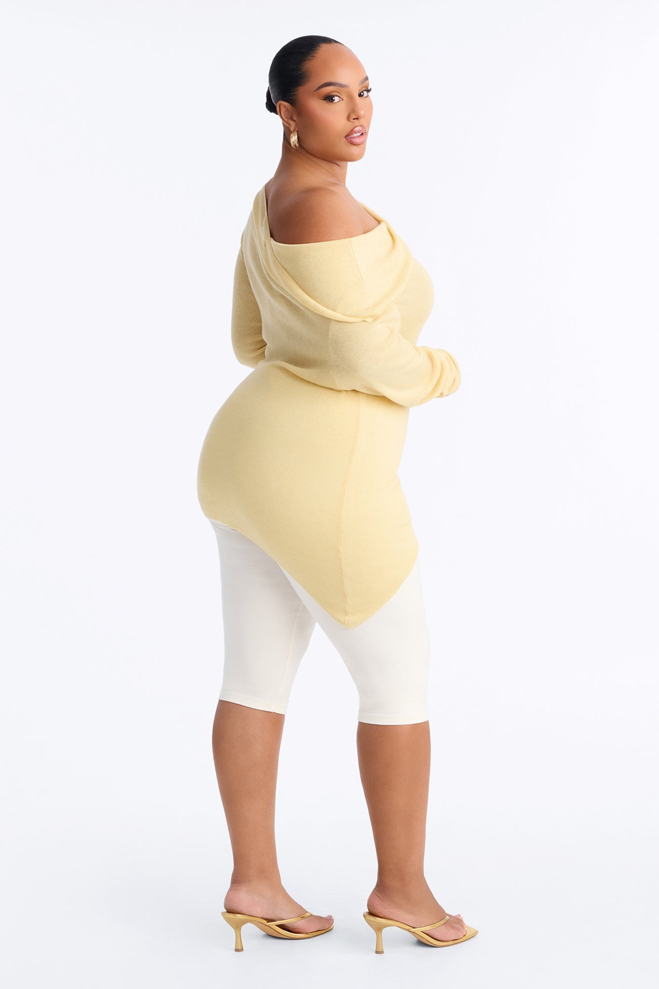 Gabrielle Off Shoulder Twist Long Sleeve Sweater - ButterYellow image 4