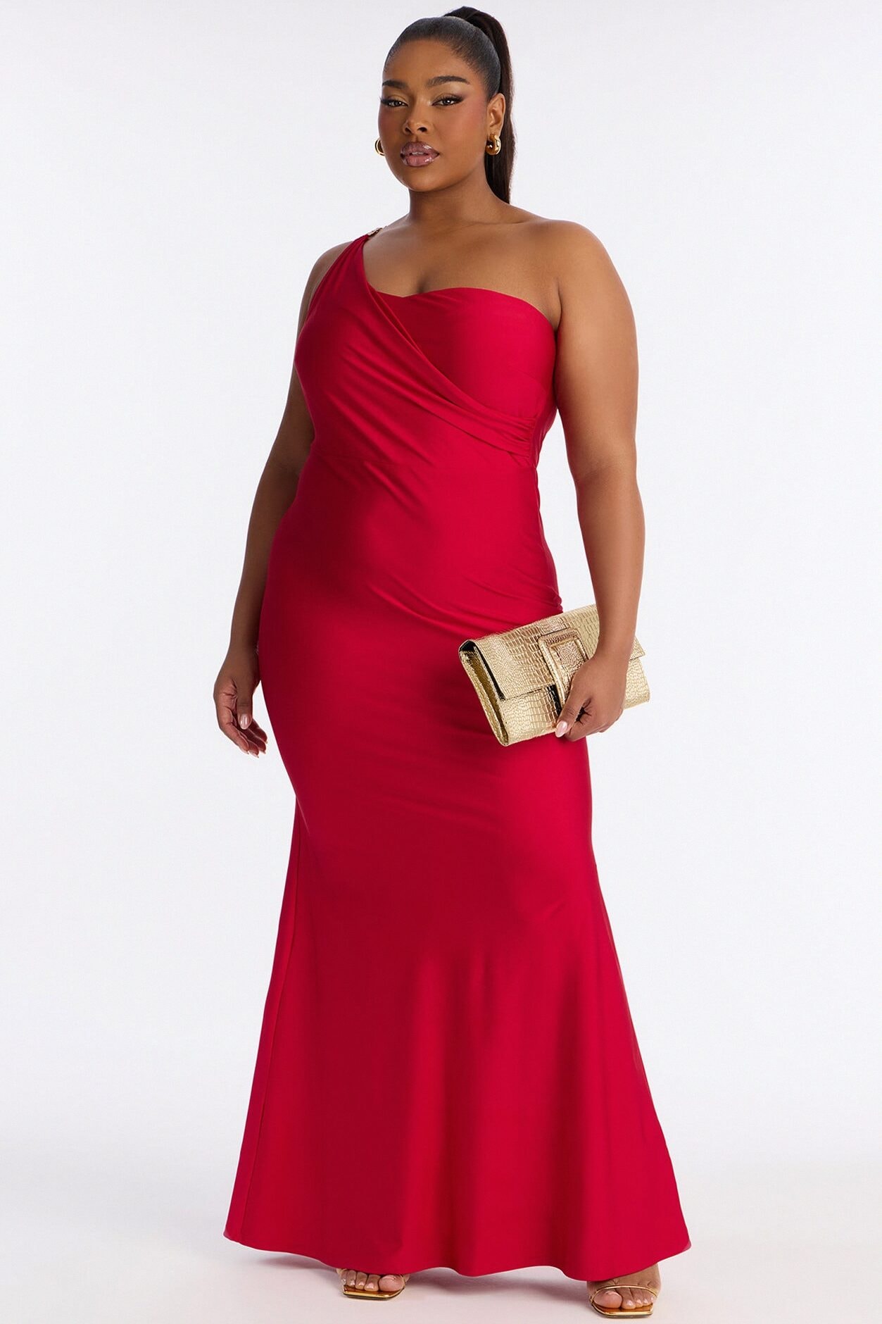 Alexis One Shoulder Gown - Red image 1