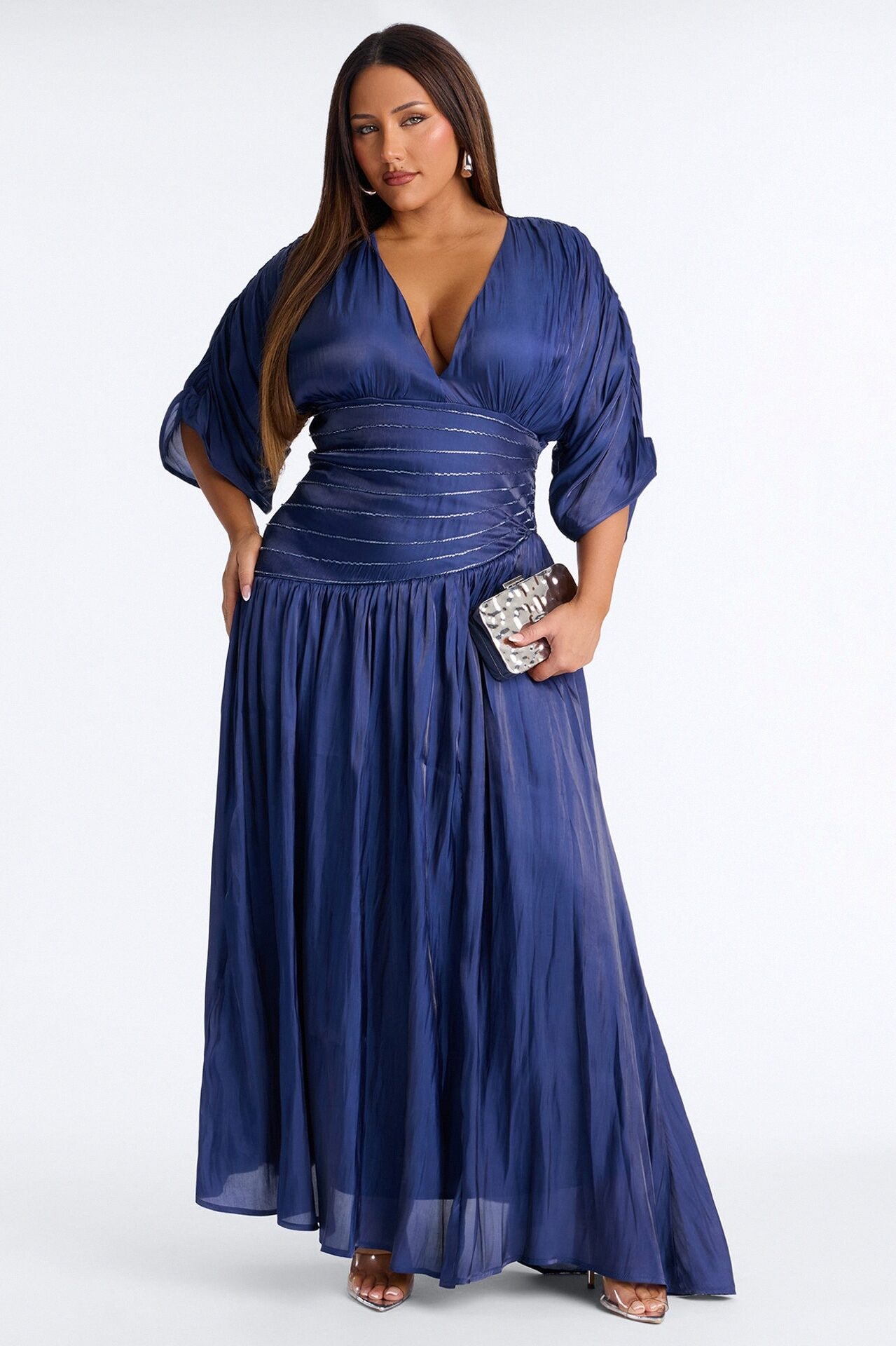 Liliana Cinched Organza Maxi Dress - Navy image 1