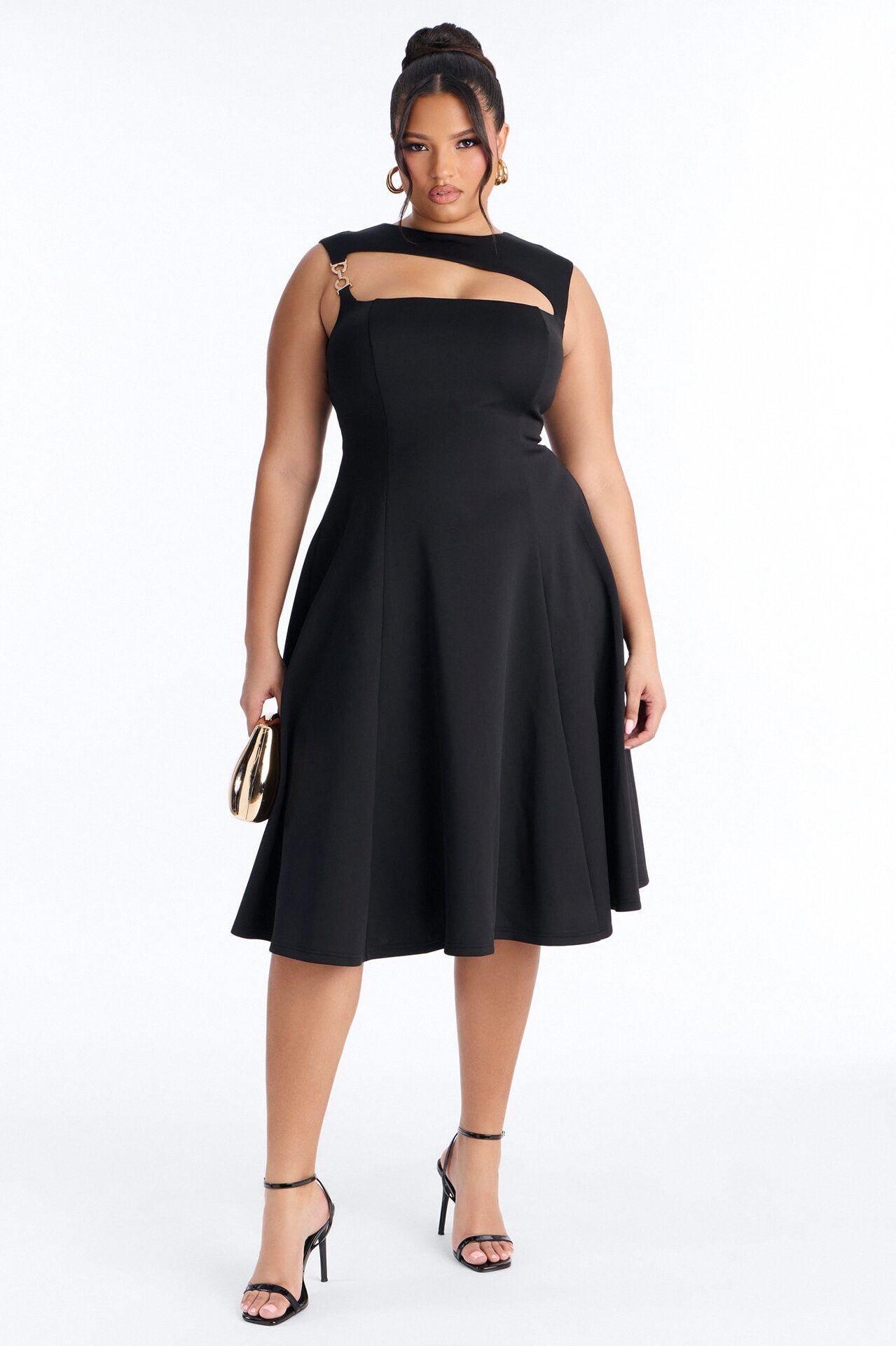 Mallie A Line Midi Dress - Black image 1