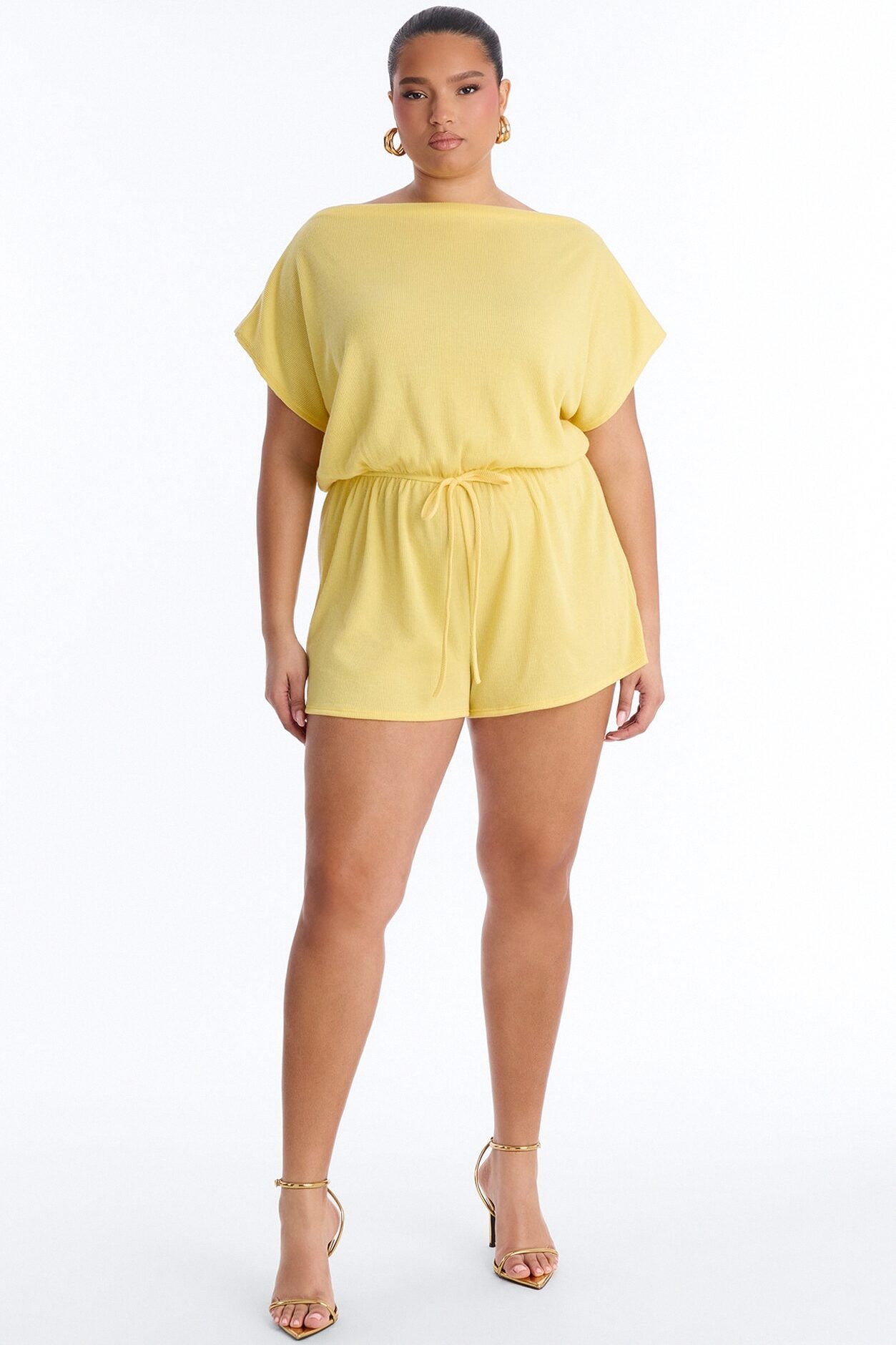 Easy Does It Ribbed Romper - Yellow image 1