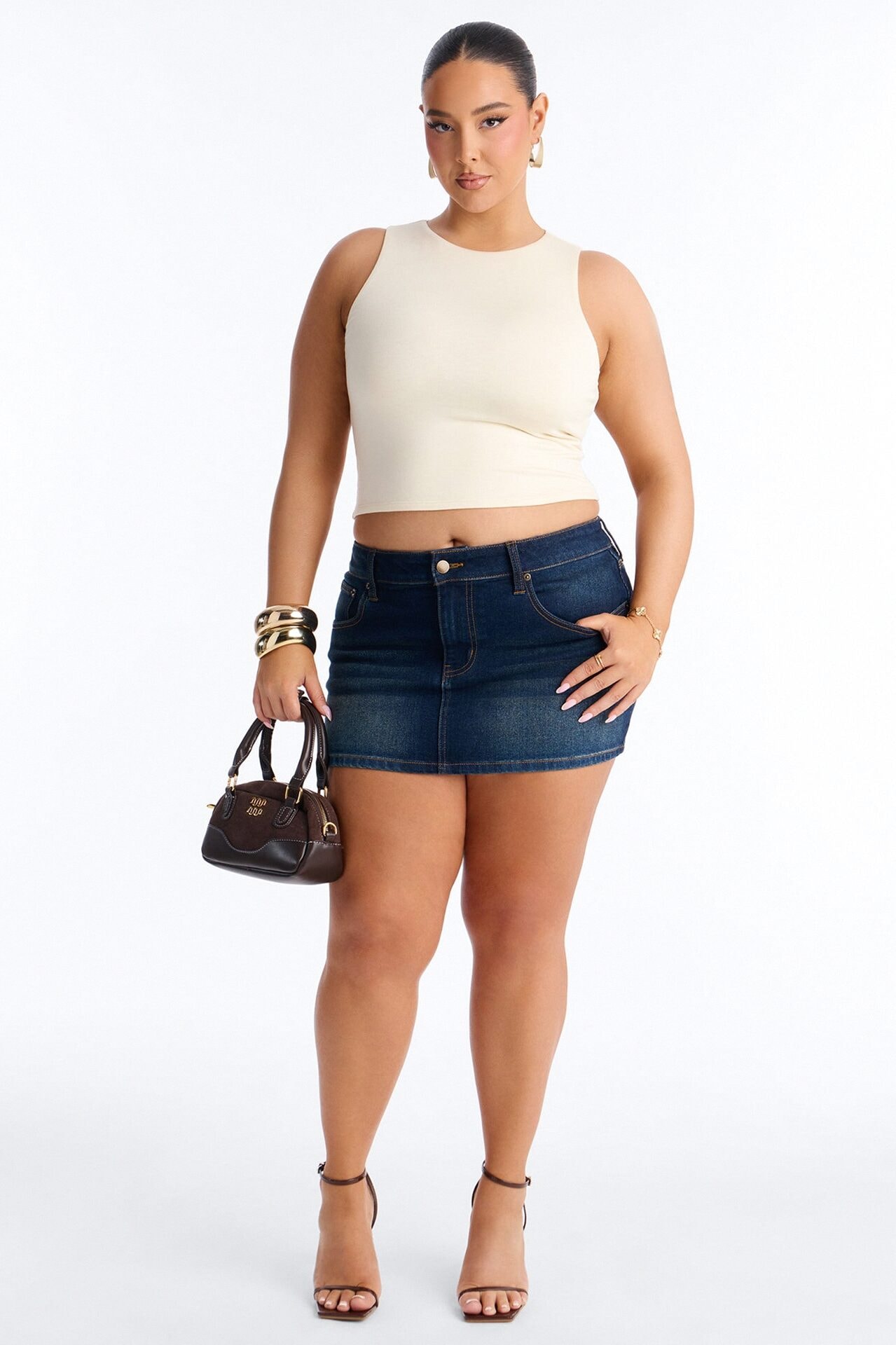 Amberly Double Lined Jersey Tank - Bone image 1