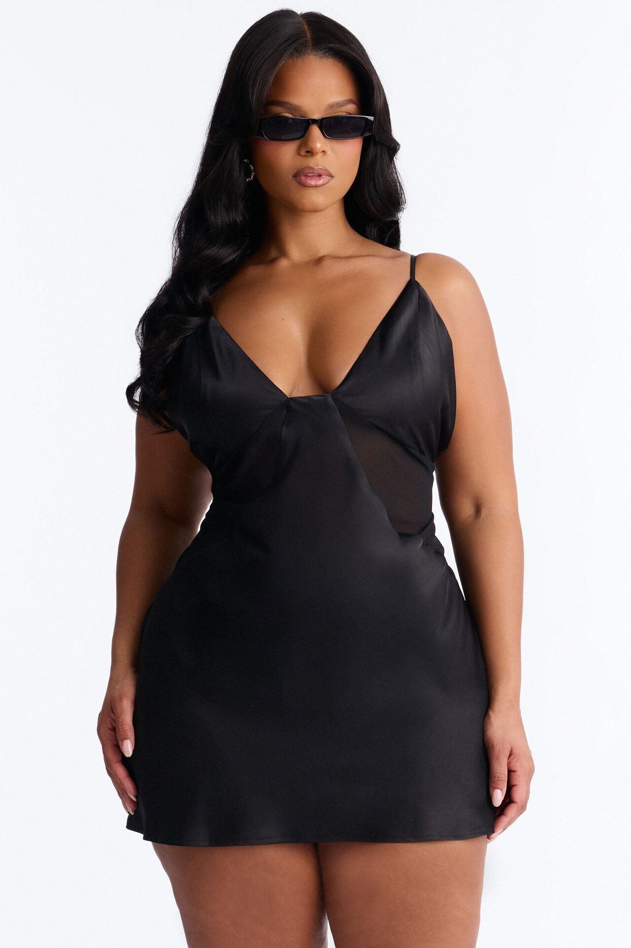 Night Slay Satin Mini Dress - Black image 1