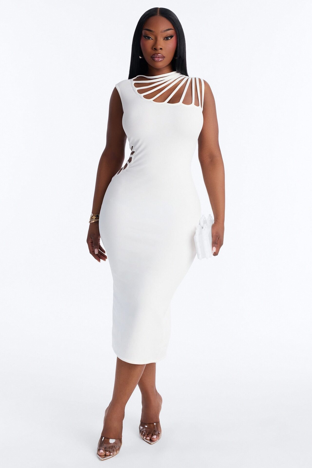 Sassy Angel Bandage Midi Dress - White image 1