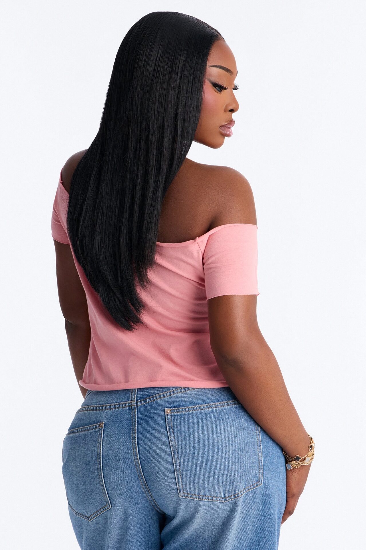 Trophy Wife Off Shoulder Tee - Pink image 1