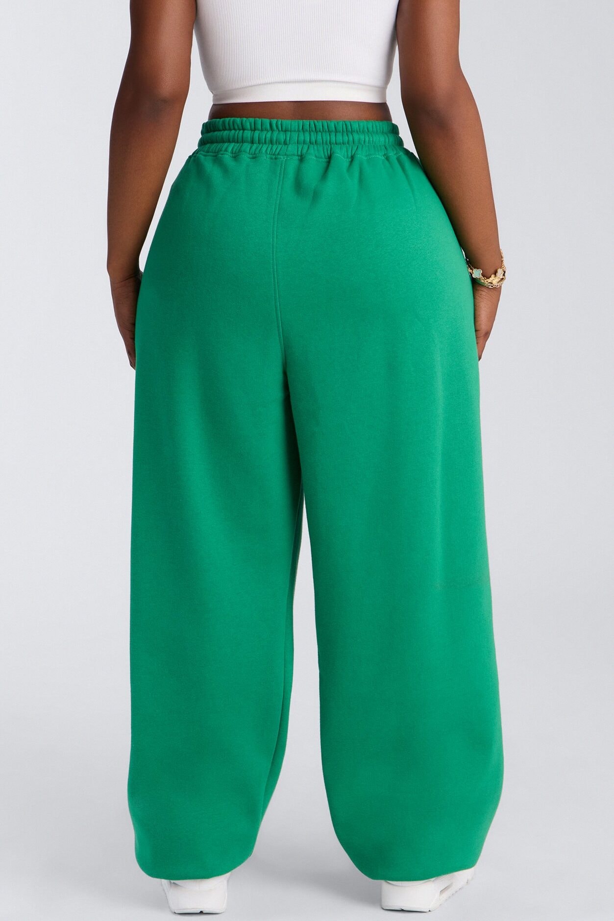 Mia Pleated Fleece Jogger Pants - Green image 1