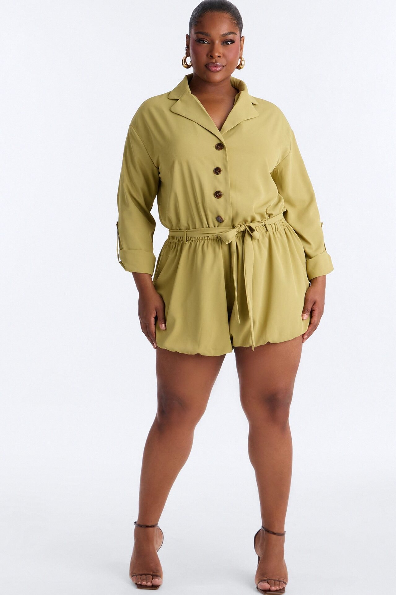 SAFARI Dream Tie Waist Romper - Olive image 1