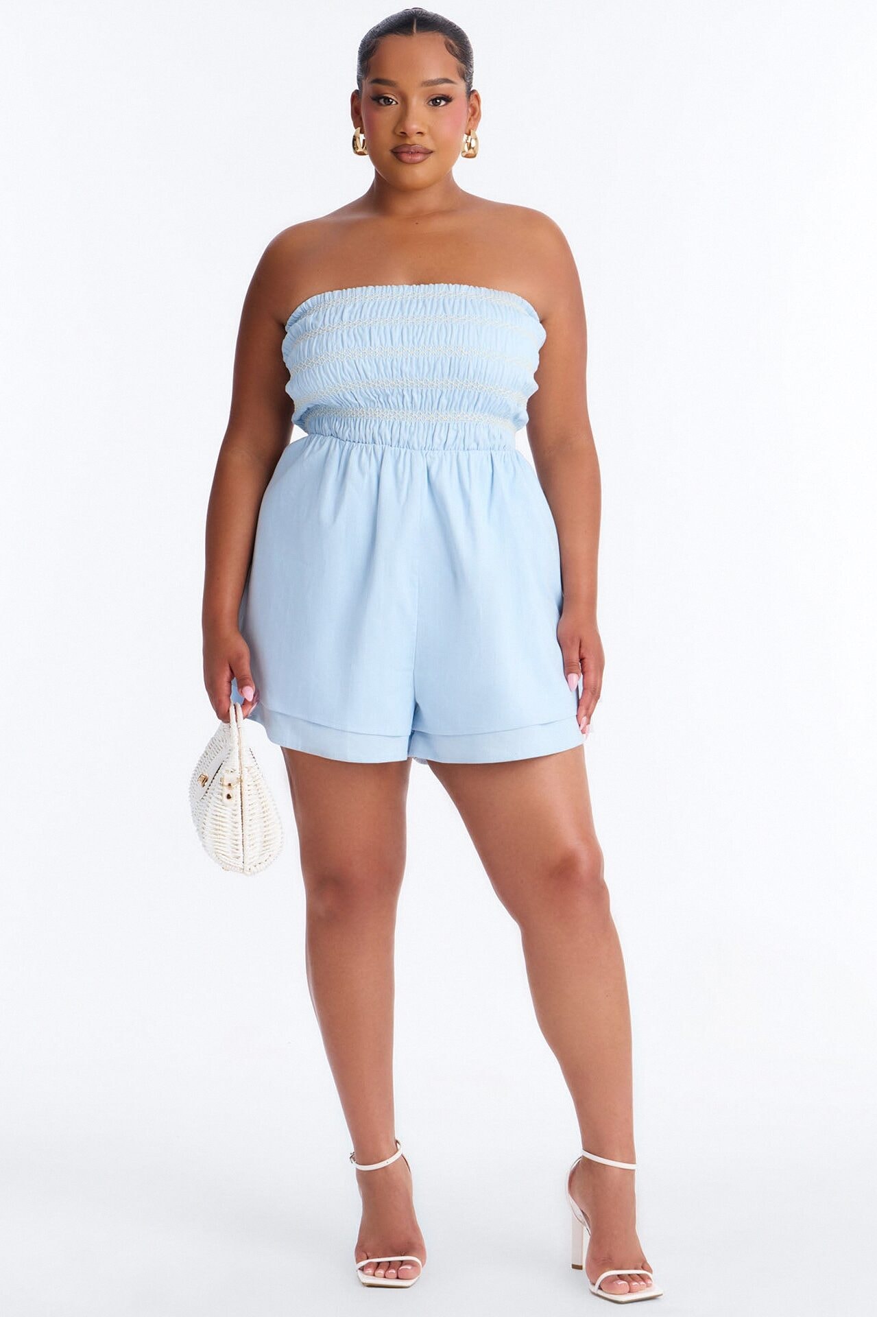 Chantel Strapless Romper - Light Blue image 1