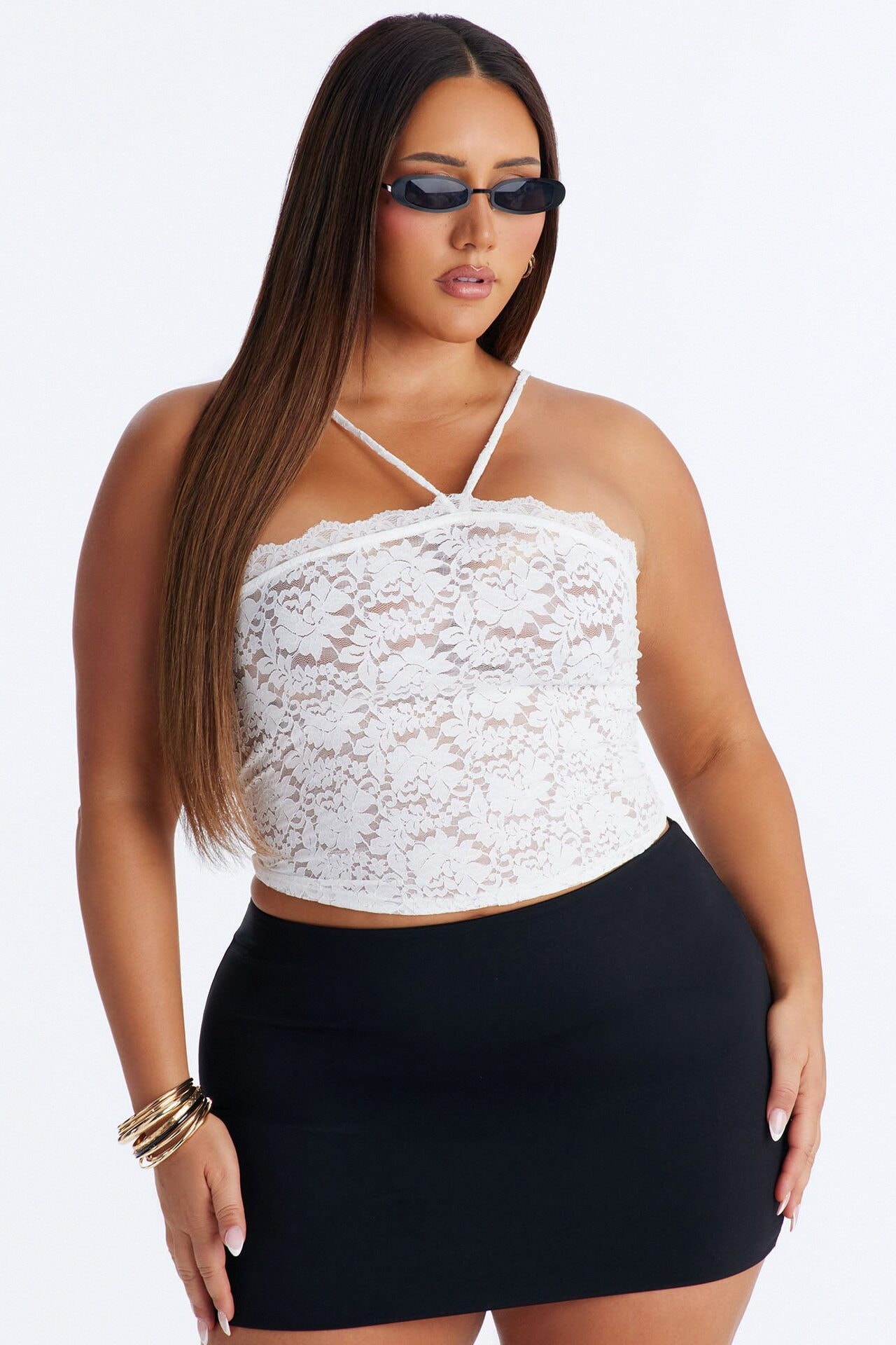 Lover Girl Sheer Lace Halter Top - White image 1