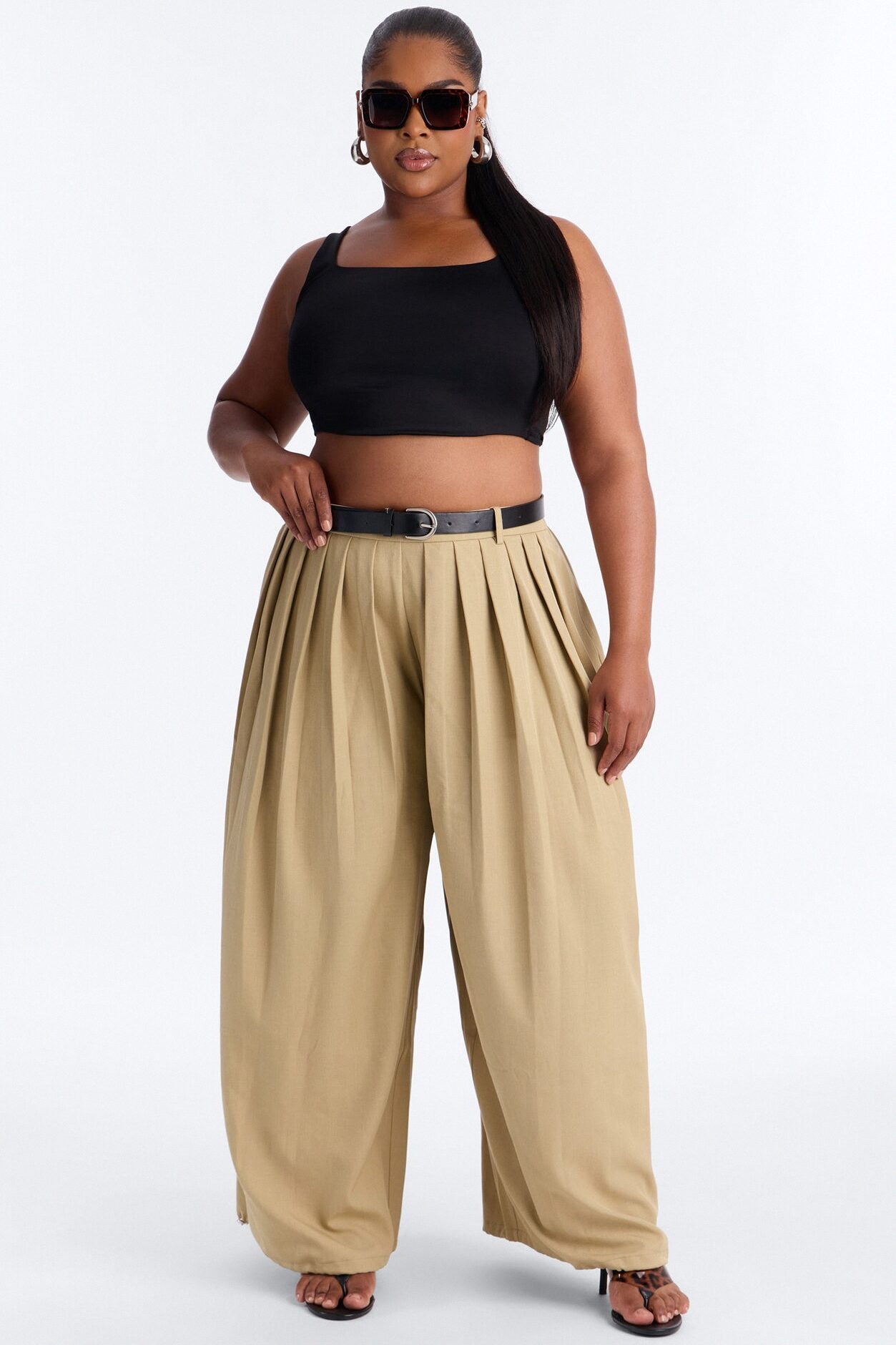 Gemma High Rise Belted Jogger - Khaki image 1